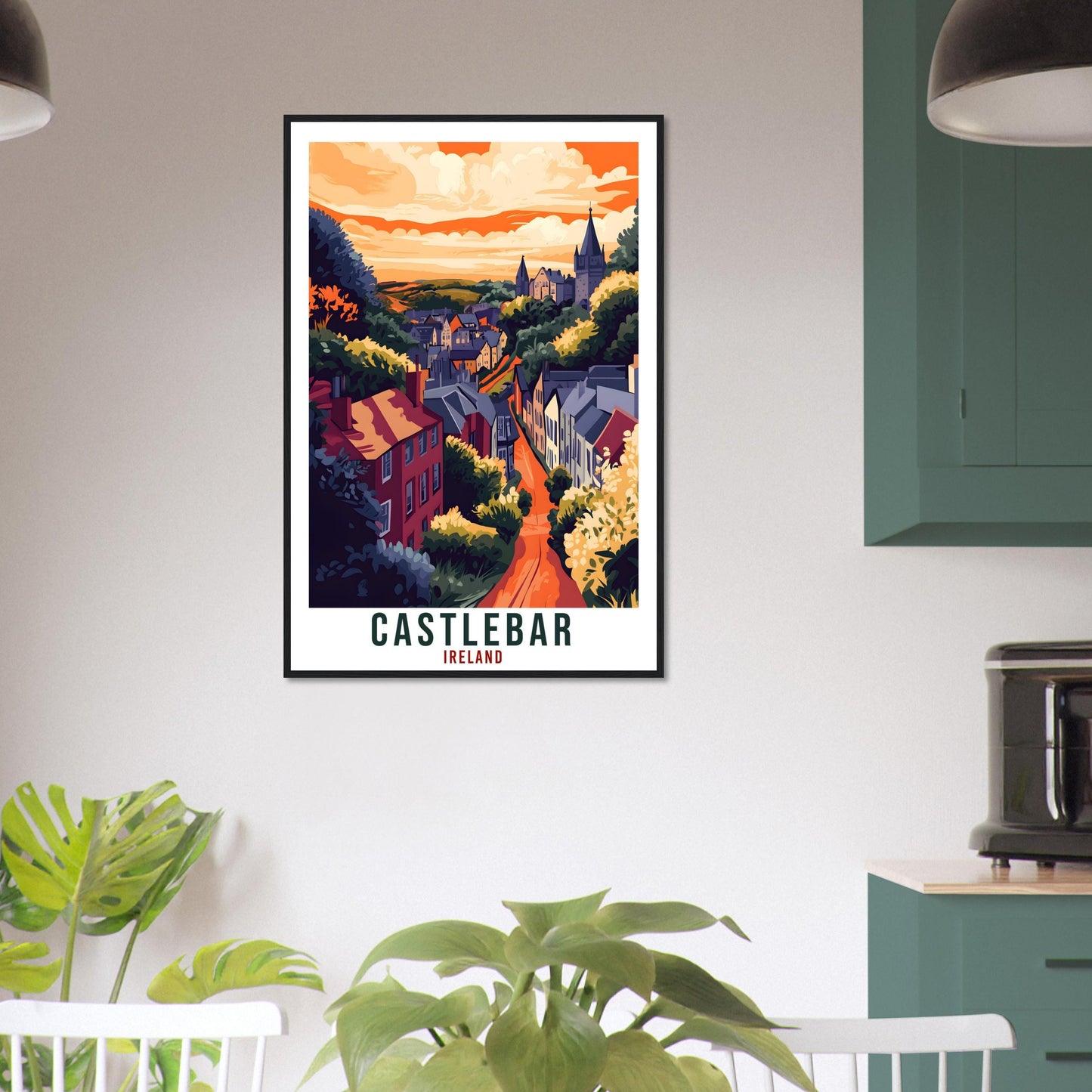 Castlebar Travel Print Ireland Home Decor Castlebar Wall Art Gift Wall Hanging Art Lover Mayo Irish Artwork Travel Poster Ireland Travel Art