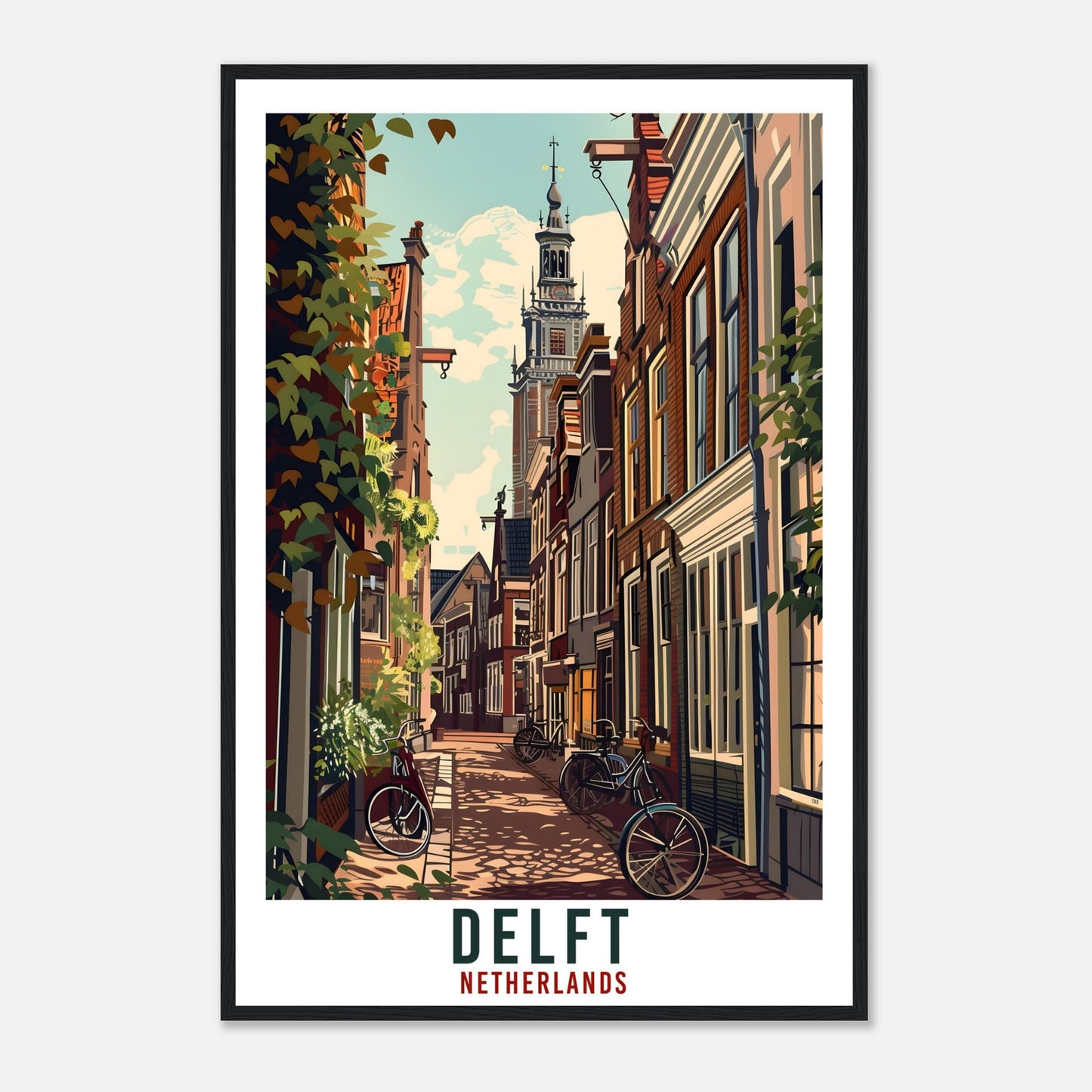 Delft Travel Print Holland Wall Art Wall Hanging Home Décor Delft Gift Art Lovers Gift Dutch Artwork Gift The Netherlands Travel Poster
