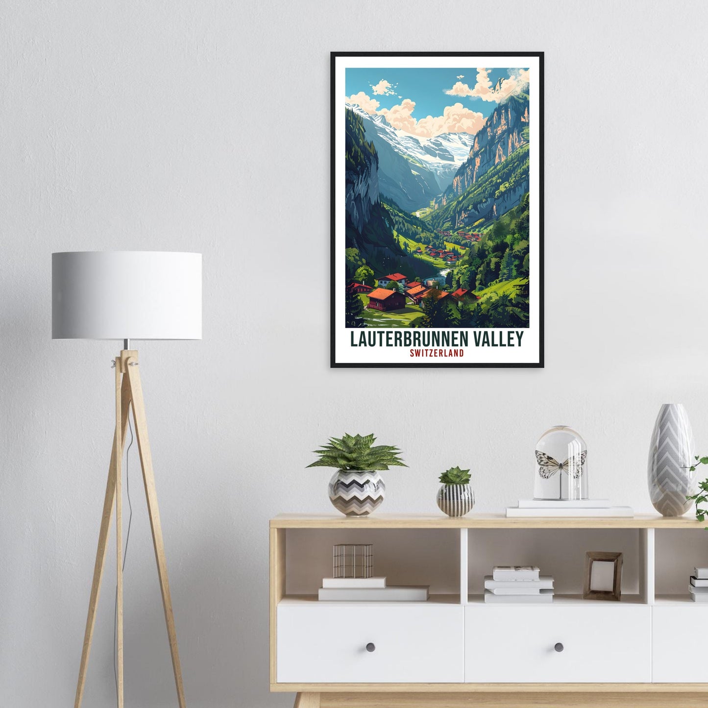Lauterbrunnen Valley Travel Print Swiss Wall Art Hanging Décor Lauterbrunnen Gift Art Lovers Switzerland Artwork Gift Swiss Travel Poster