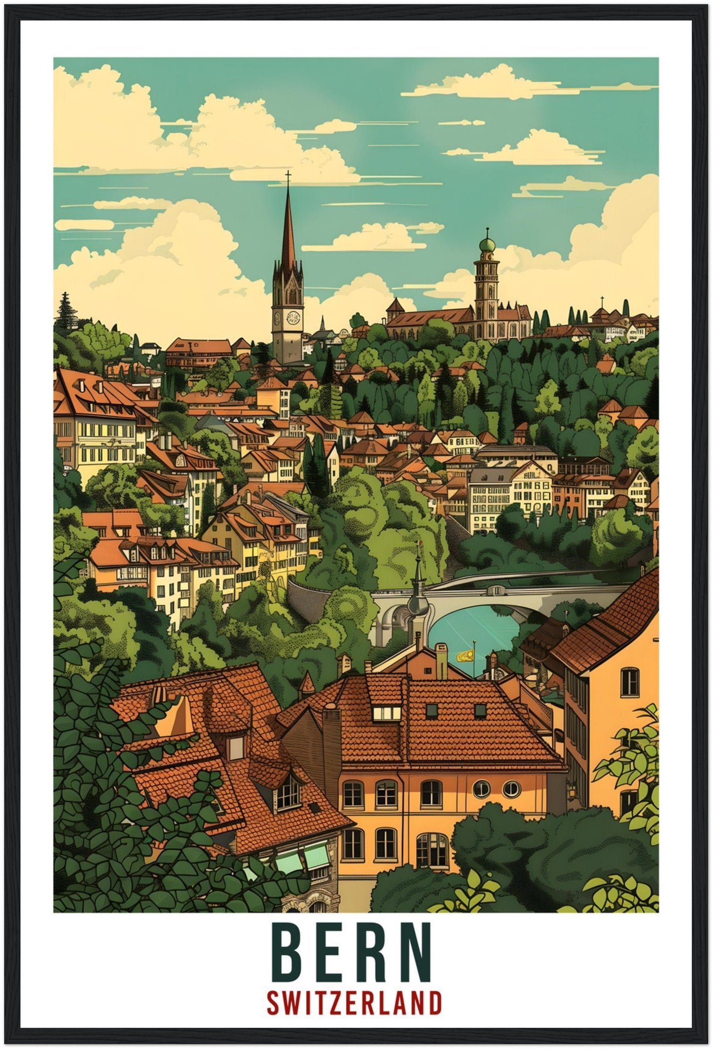 Bern Travel Print Swiss Wall Art Bern Wall Hanging Home Living Décor Bern Gift Art Lovers Gift Switzerland Artwork Gift Swiss Travel Poster