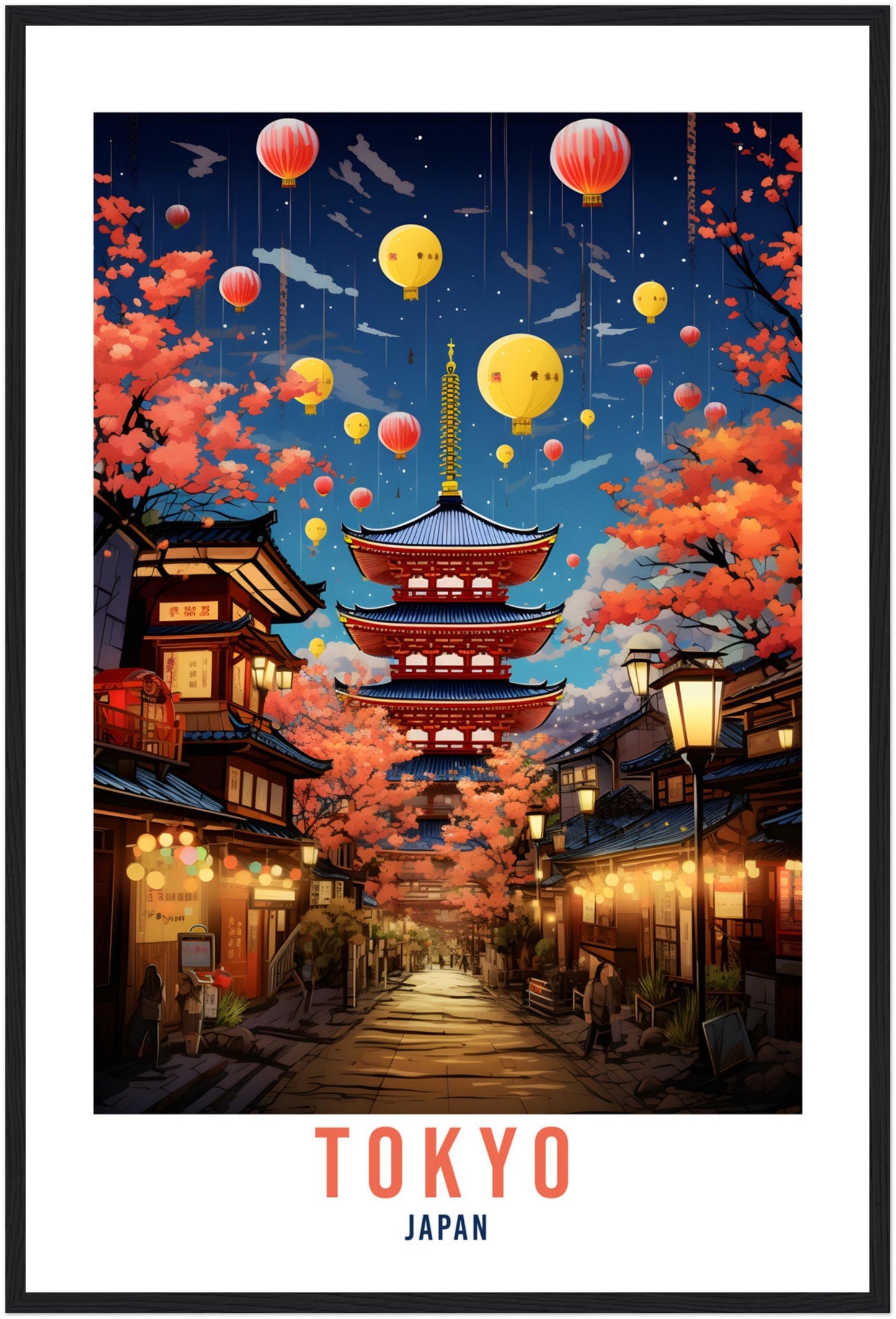 Tokyo Travel Poster Tokyo At Night Wall Hanging Japan Artwork Travel Print Wall Art Tokyo Japan Asia Home Decor Gift Travel Art Japan Temple