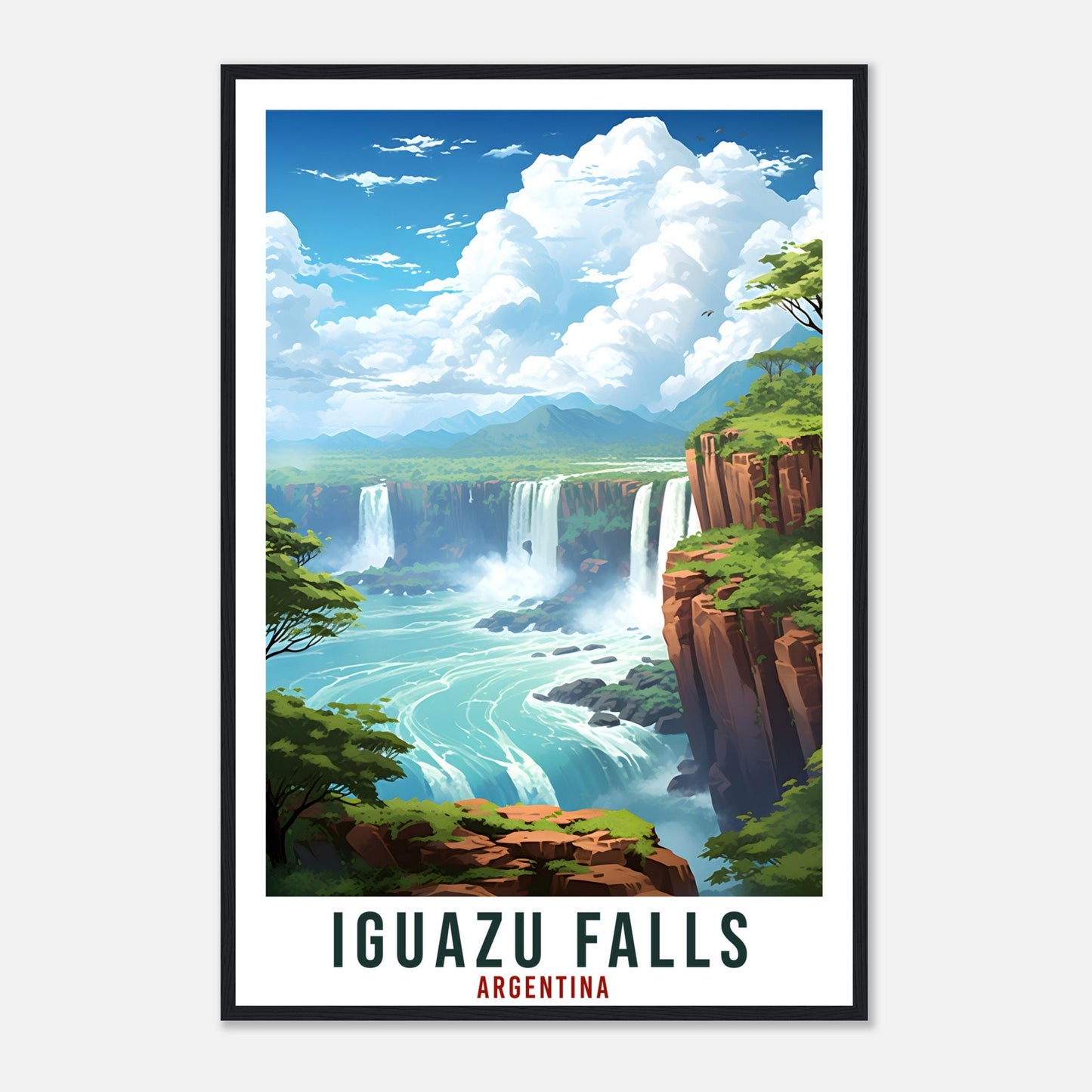 Iguazu Falls Travel Print Wall Art Iguazu Argentina City Landscape Artwork Iguazu Falls Art Gift Iguazu Falls Travel Poster Argentinian Art