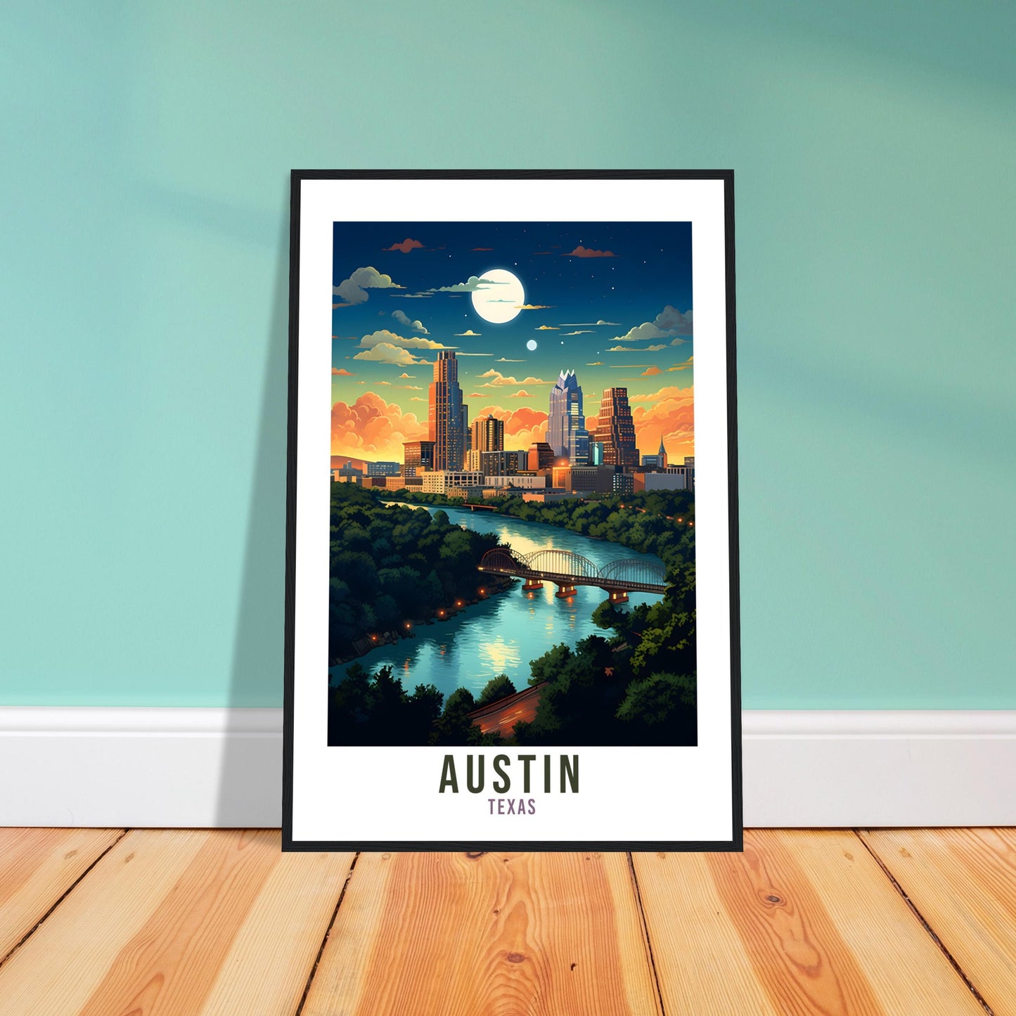 Austin Travel Print Wall Art Houston Texas Wall Art Austin Travel Poster USA Home Decor Austin Art Lovers Gift Austin Texas City Travel Art