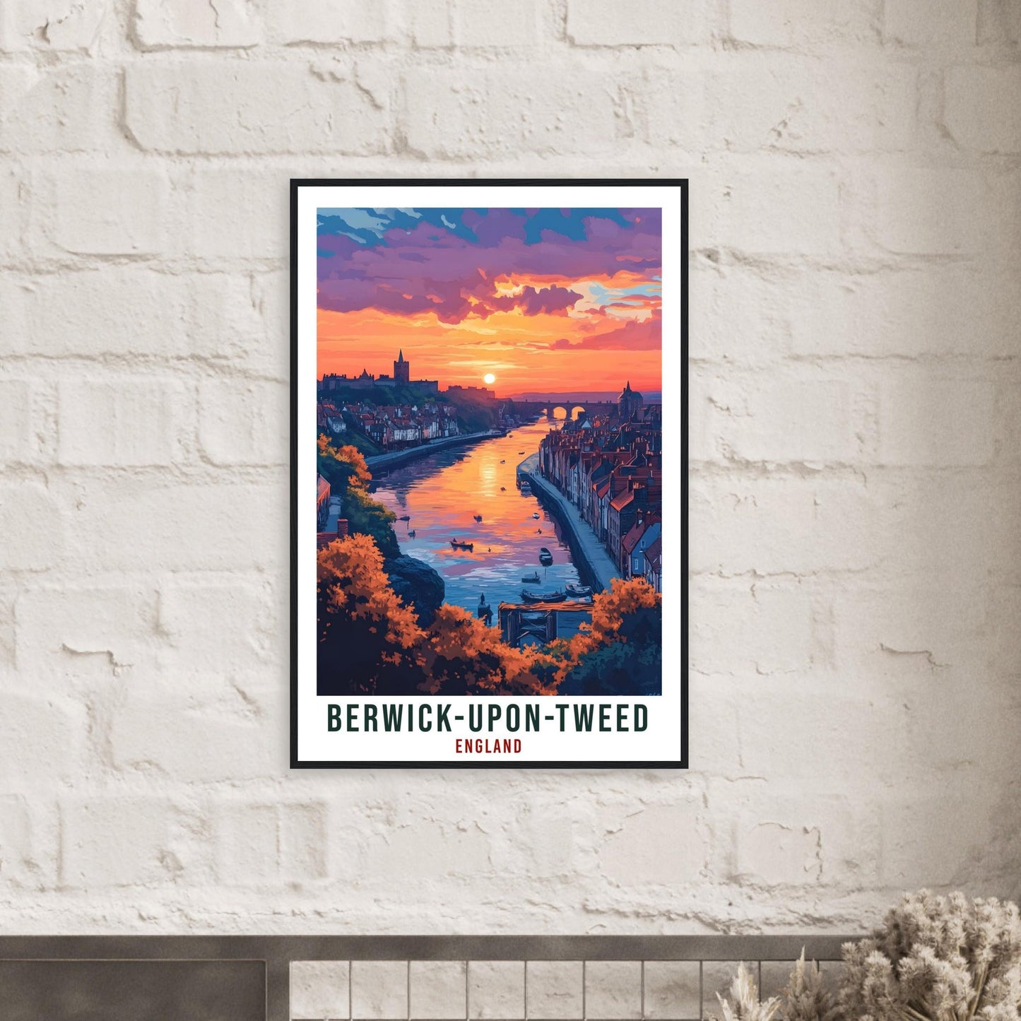 Berwick-Upon-Tweed Travel Print England Wall Art Gift Wall Hanging Art Lover Berwick-Upon-Tweed England Republic Artwork Travel Poster UK