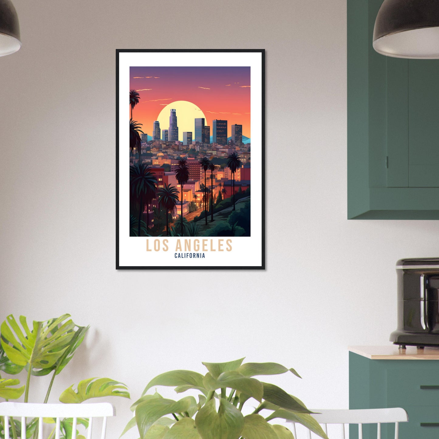 Los Angeles Sunset Travel Print Wall Art Los Angeles Wall Hanging LA Cityscape Los Angeles Gift Art Lovers California Art Lover LA Art Gift