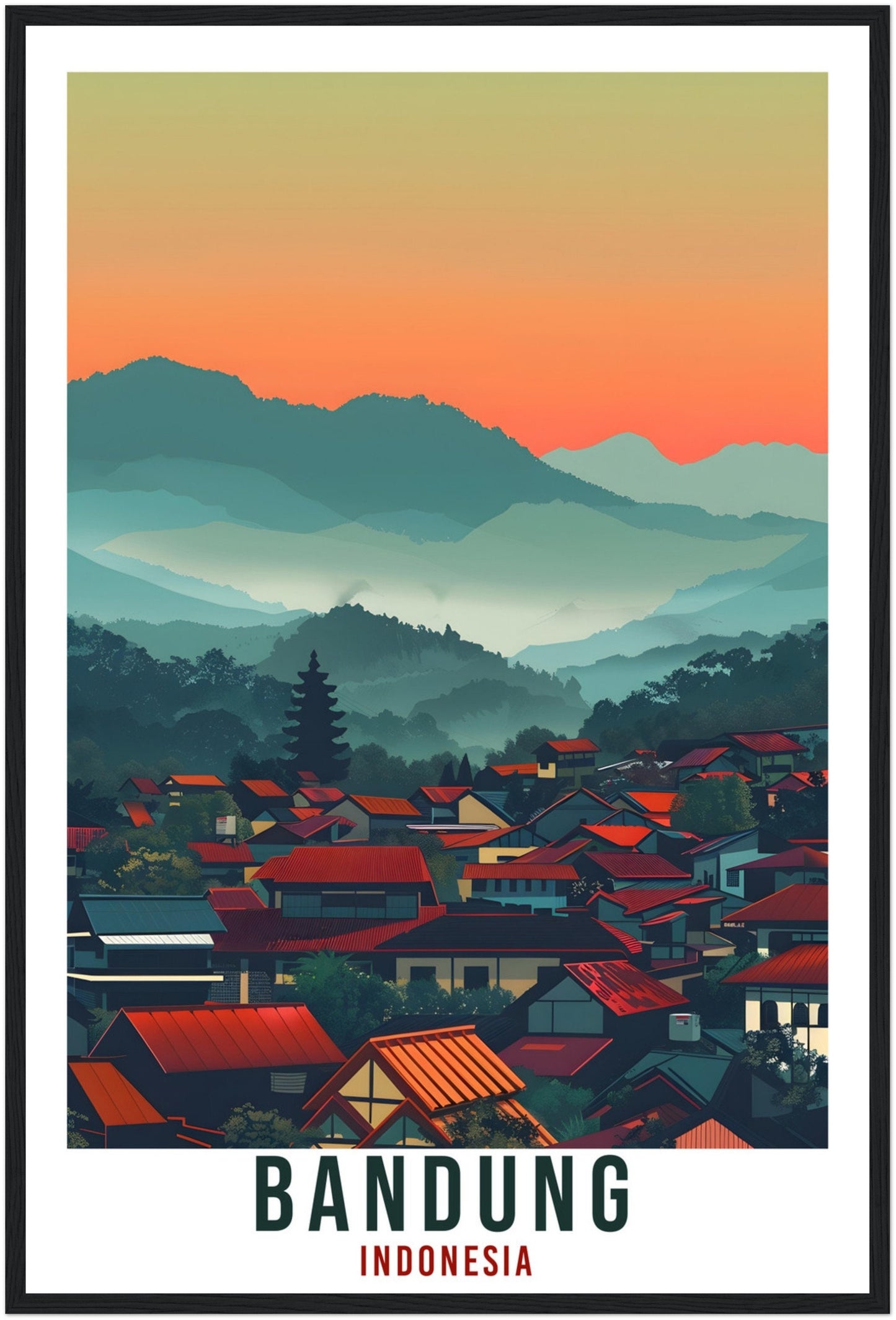 Bandung Bali Travel Print Bali Wall Art Wall Hanging Home Décor Bandung Gift Landmark Artwork Travel Art Indonesia Bandung Travel Poster