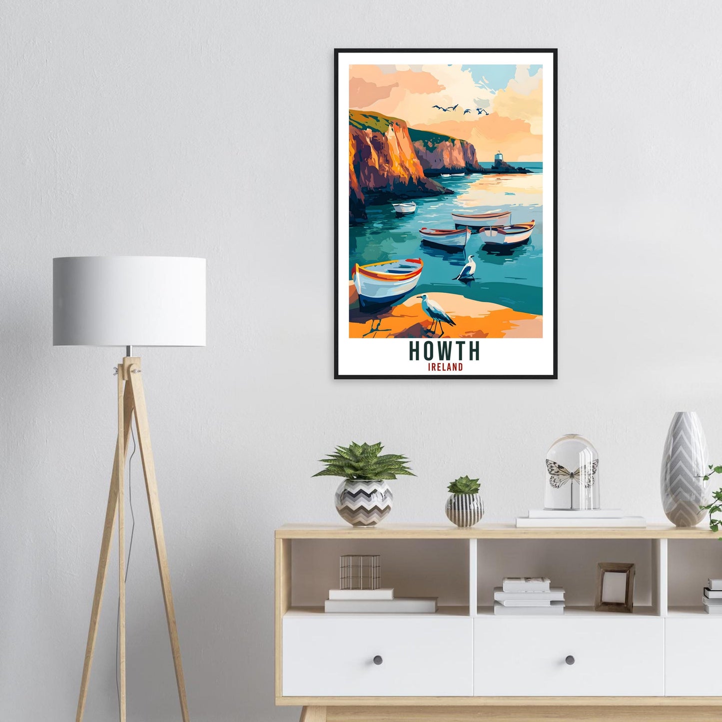 Howth Travel Print Ireland Home Decor Howth Wall Art Wall Hanging Art Lover Irish Artwork Travel Poster Howth Dublin Ireland Travel Art
