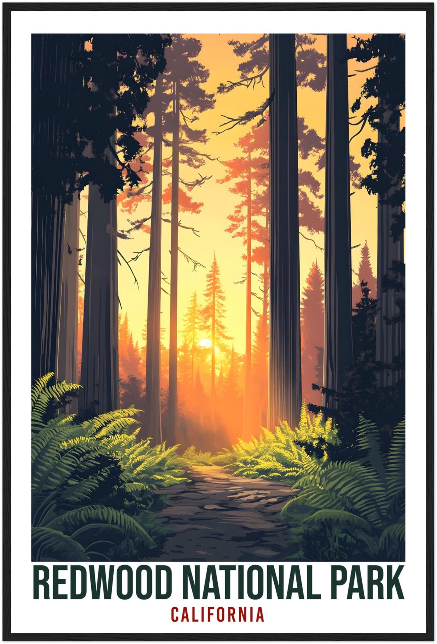 Redwood National Park California USA Travel Print Wall Art Wall Hanging Home Décor Redwood Park Gift Travel Art USA Artwork Travel Poster