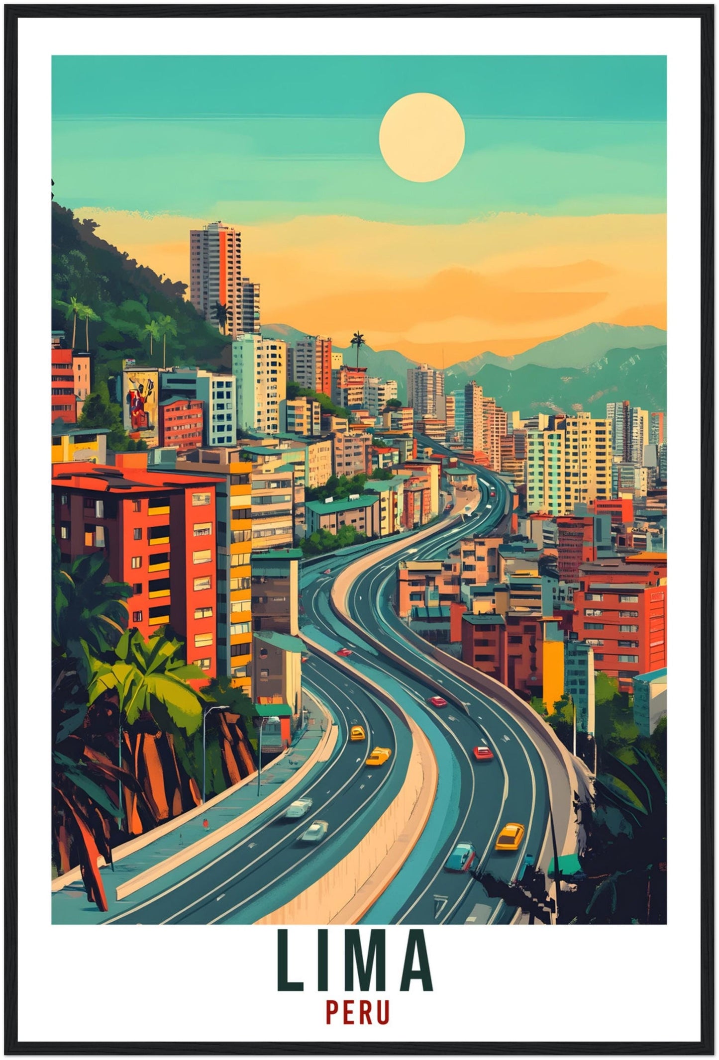 Lima Travel Print Peru Home Decor Lima Wall Art Gift Wall Hanging Art Lover Lima Peruvian Artwork Travel Poster Travel Art Peru Cityscape