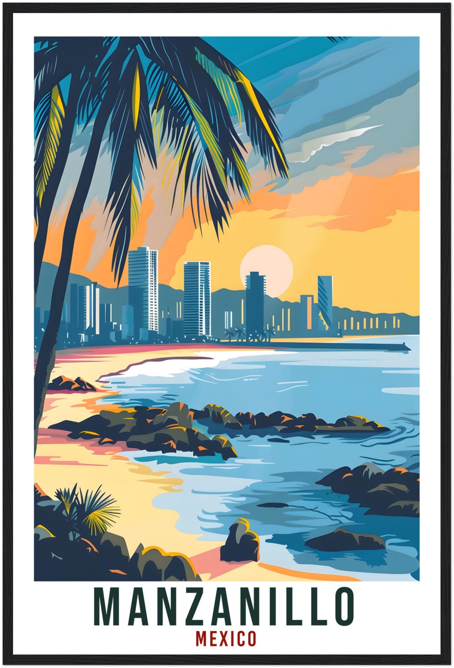 Manzanillo Mexico Travel Print Mexico Wall Art Wall Hanging Home Décor Manzanillo Gift Mexico Landmark Artwork South America Travel Poster