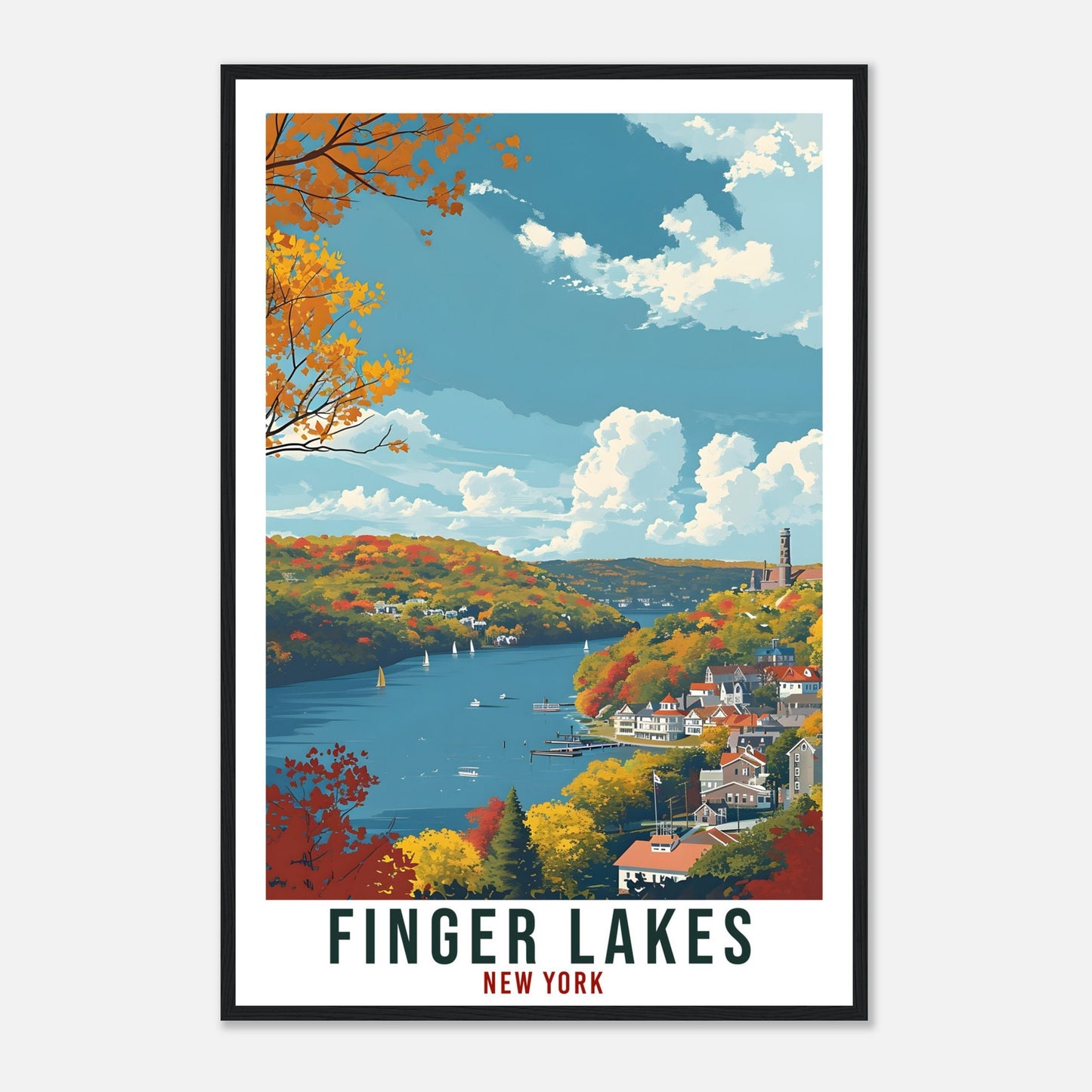 Finger Lakes Travel Poster New York Home Decoration USA Wall Art Gift Wall Hanging Art Lover New York Artwork The Finger Lakes Travel Print
