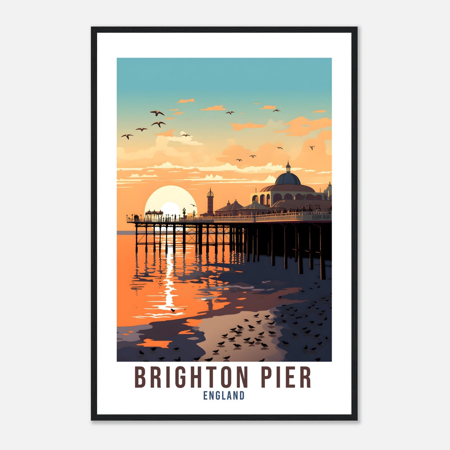 Brighton Pier Travel Print Brighton Seaside Home Decor Coastal England Wall Hanging Brighton Pier Artwork Gift Brighton Pier Travel Poster