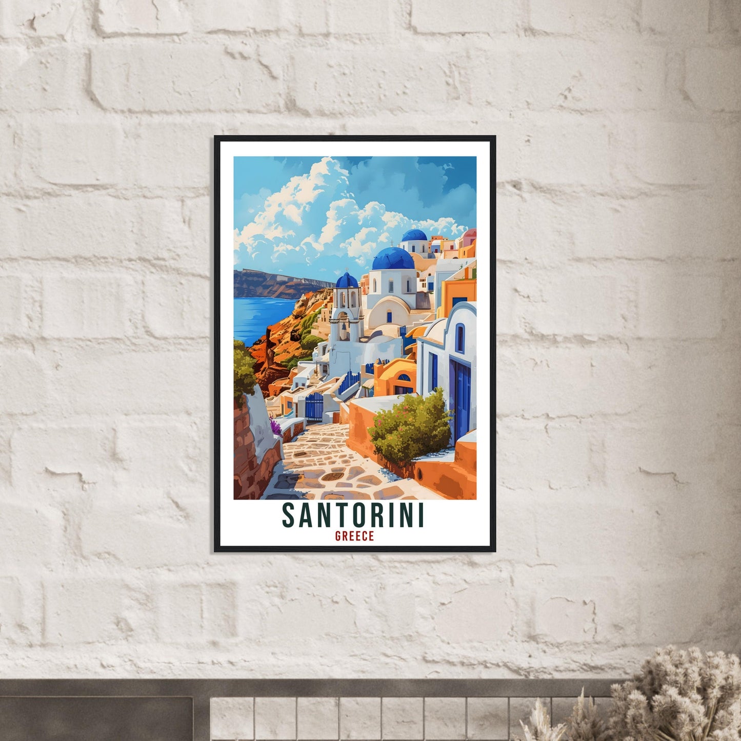 Santorini Travel Poster Greece Home Decor Santorini Greek Island Wall Art Gift Wall Hanging Art Lover Greece Artwork Santorini Travel Print