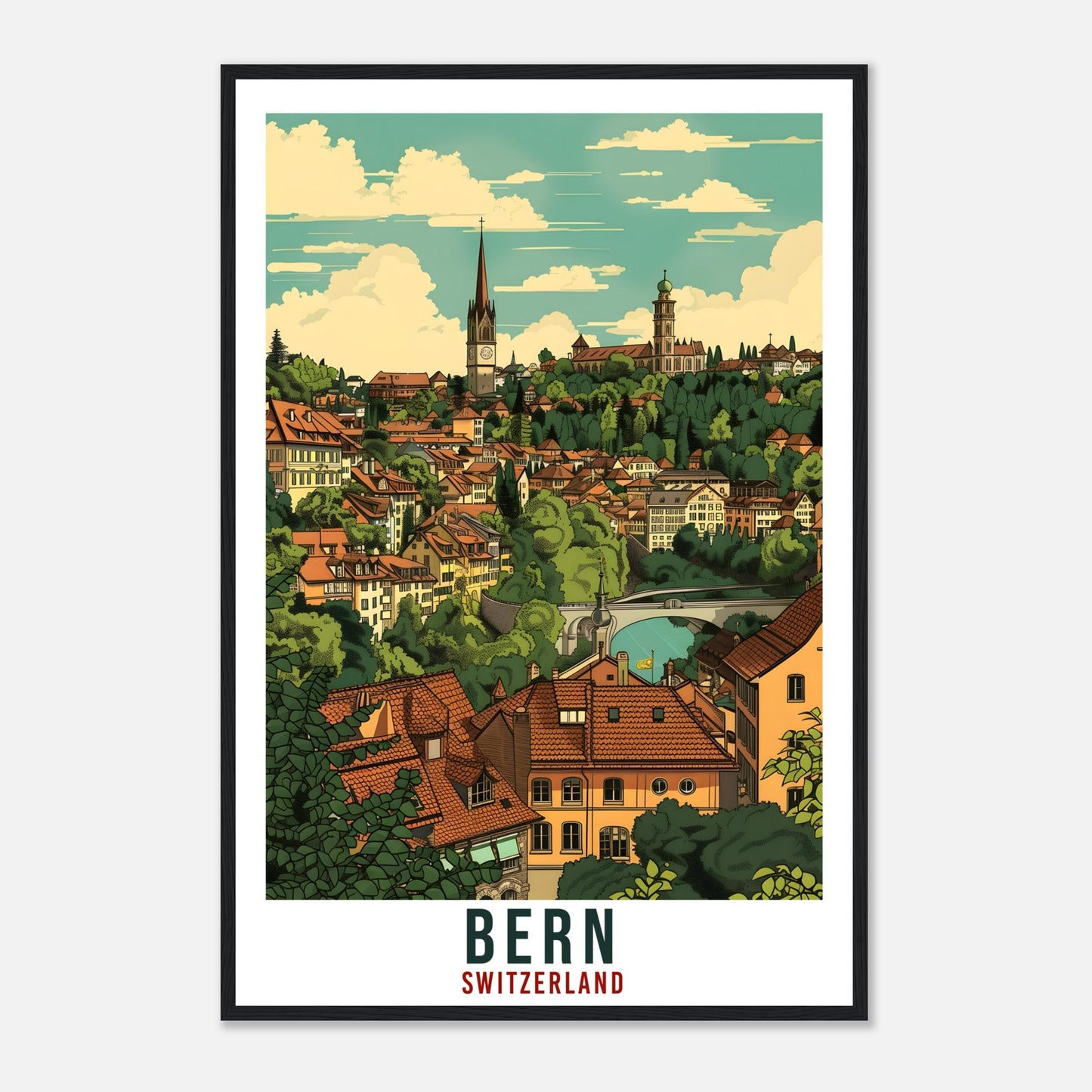 Bern Travel Print Swiss Wall Art Bern Wall Hanging Home Living Décor Bern Gift Art Lovers Gift Switzerland Artwork Gift Swiss Travel Poster