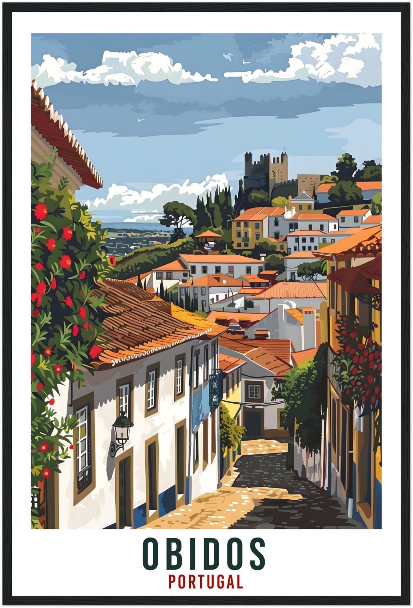Obidos Travel Print Portugal Wall Art Wall Hanging Home Décor Obidos Gift Portugal Landmark Artwork Gift Portugal Holiday Travel Poster