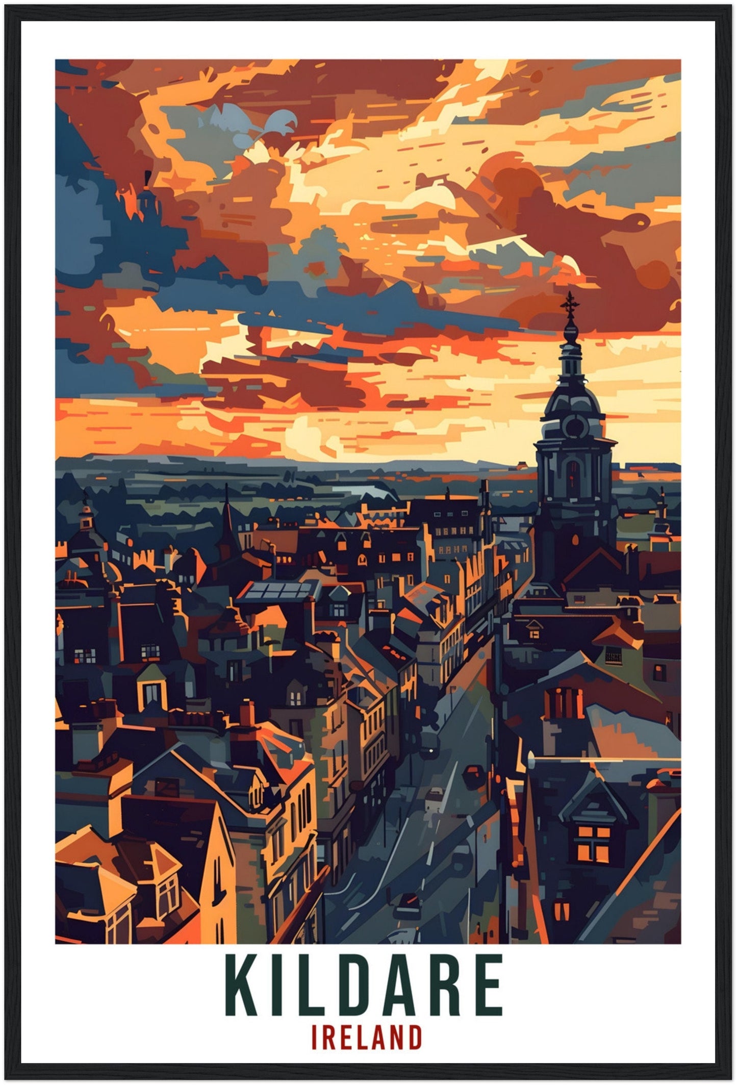 Kildare Travel Print Ireland Wall Art Wall Hanging Home Living Décor Kildare Gift Art Lovers Gift Irish Artwork Gift Ireland Travel Poster