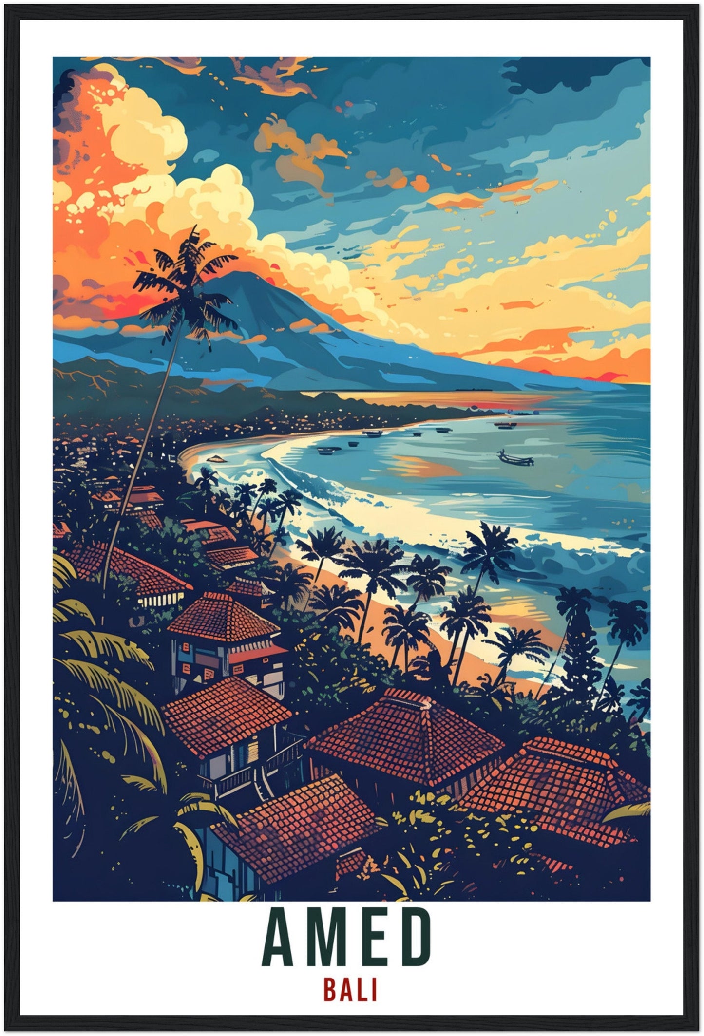 Amed Bali Travel Print Bali Wall Art Wall Hanging Home Décor Amed Gift Landmark Bali Artwork Travel Art Indonesia Amed Beach Travel Poster