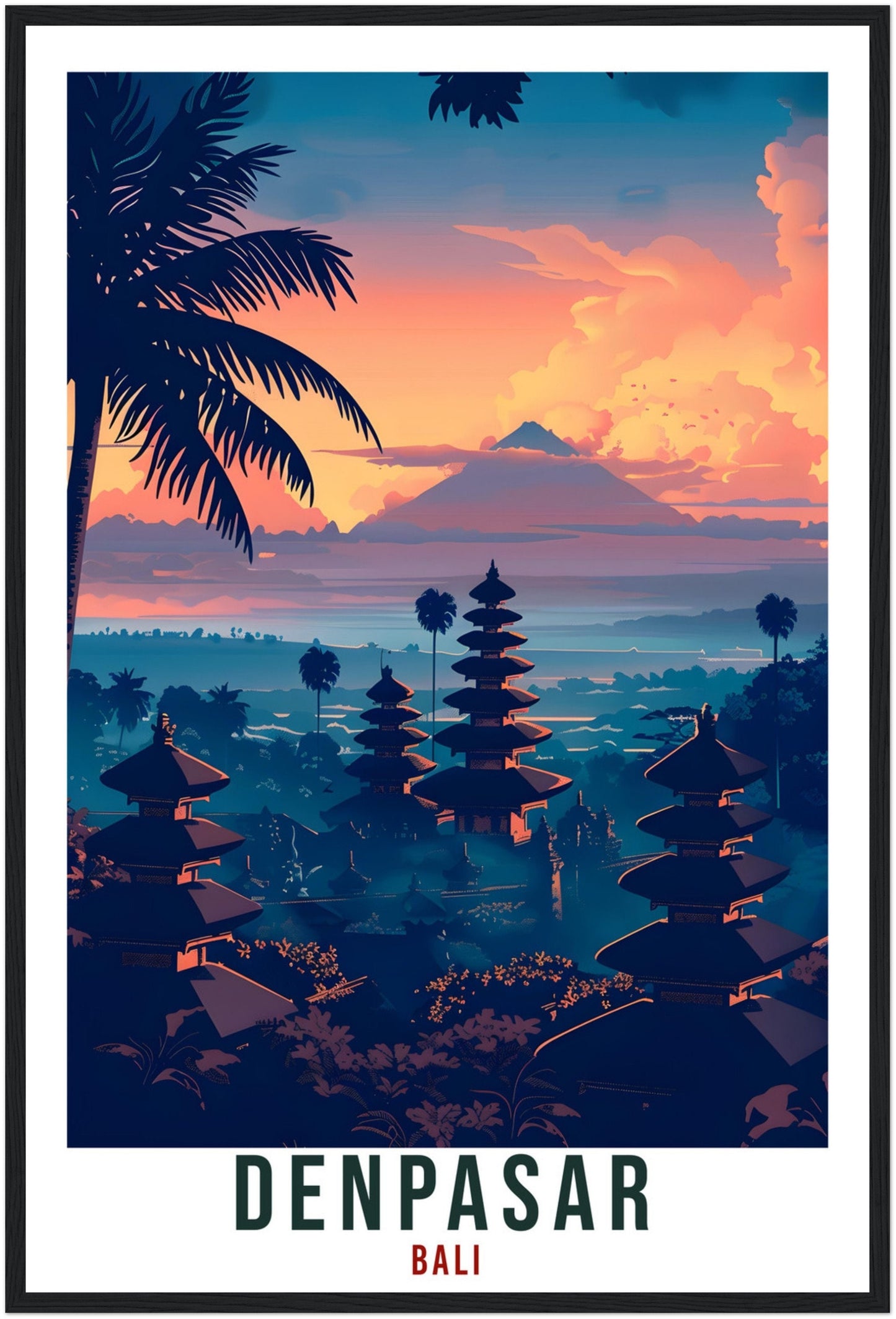 Denpasar Bali Travel Print Bali Wall Art Wall Hanging Home Décor Denpasar Gift Landmark Artwork Travel Art Lovers Indonesia Travel Poster
