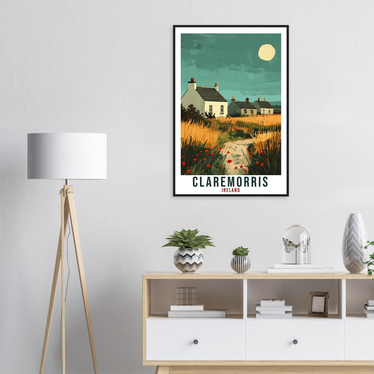 Claremorris Travel Print Ireland Home Decor Co. Mayo Wall Art Gift Wall Hanging Claremorris Irish Artwork Travel Poster Ireland Travel Art