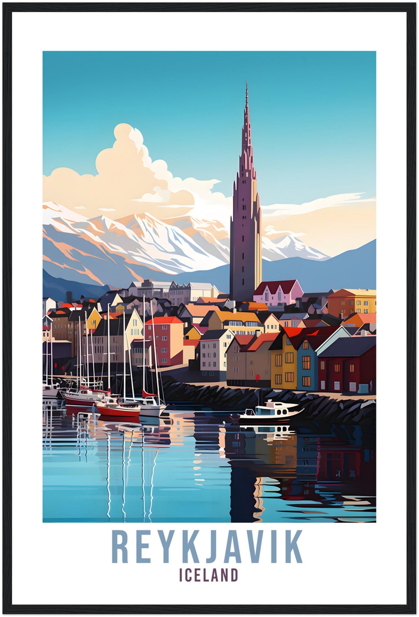 Reykjavik Travel Print Gift Iceland Reykjavik Travel Poster Reykjavik Wall Art Cityscape Reykjavik Illustration Home Decor Wall Hanging