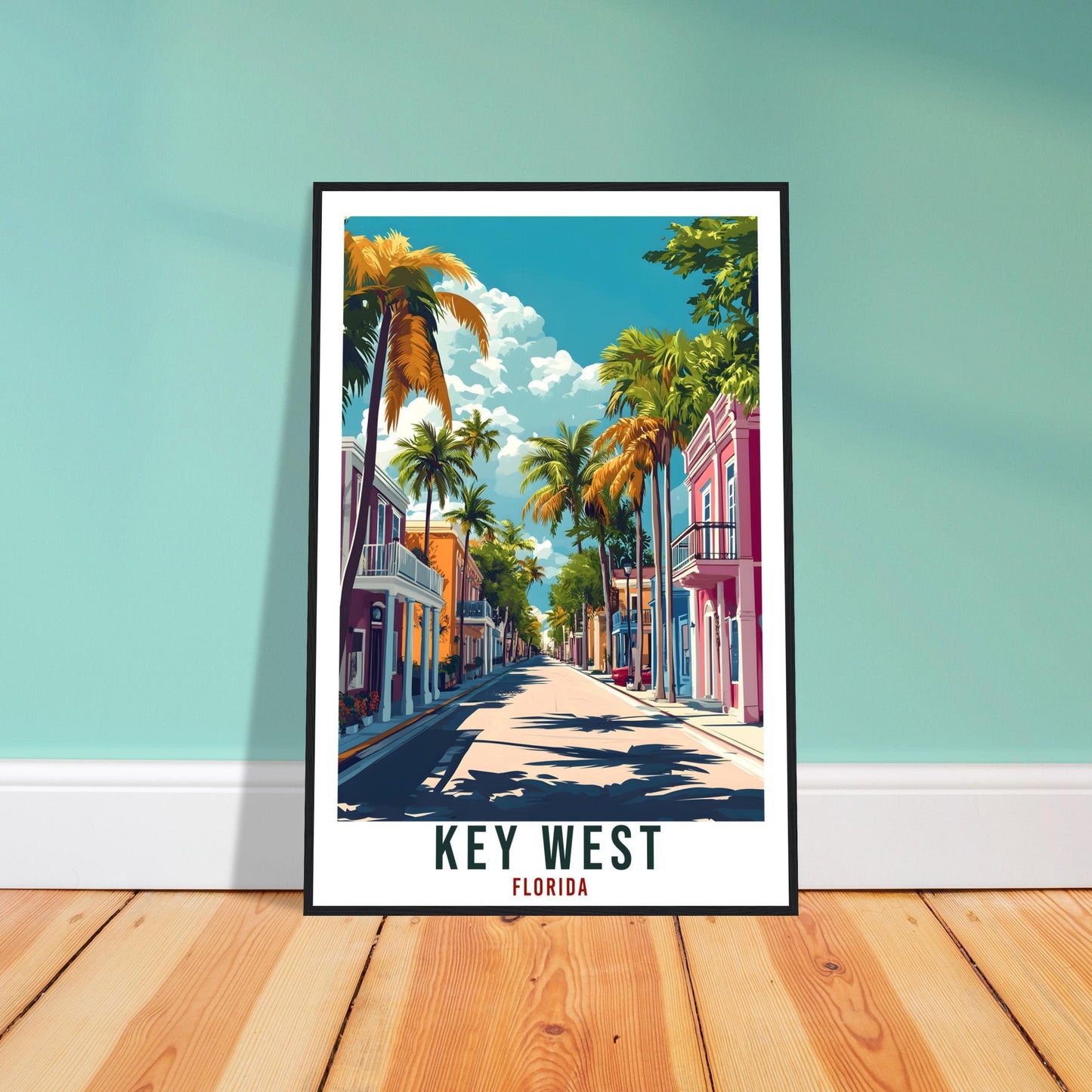 Key West Travel Print Florida Keys United States Decor Wall Art Gift Wall Hanging Art Lover Key West American Artwork Travel Poster USA Art