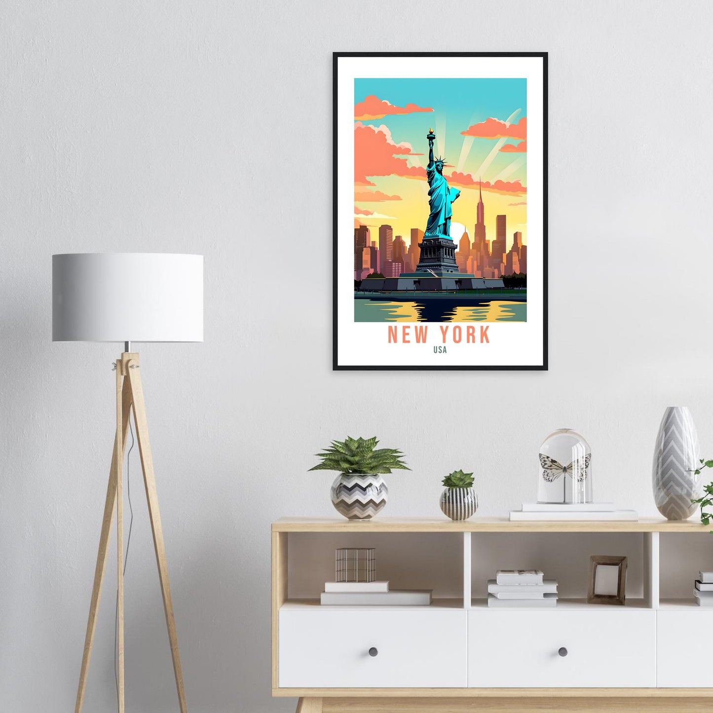 New York Travel Print Wall Art New York Art Gift New York Wall Hanging New York Home Decor New York State Art Print Travel Poster USA Statue
