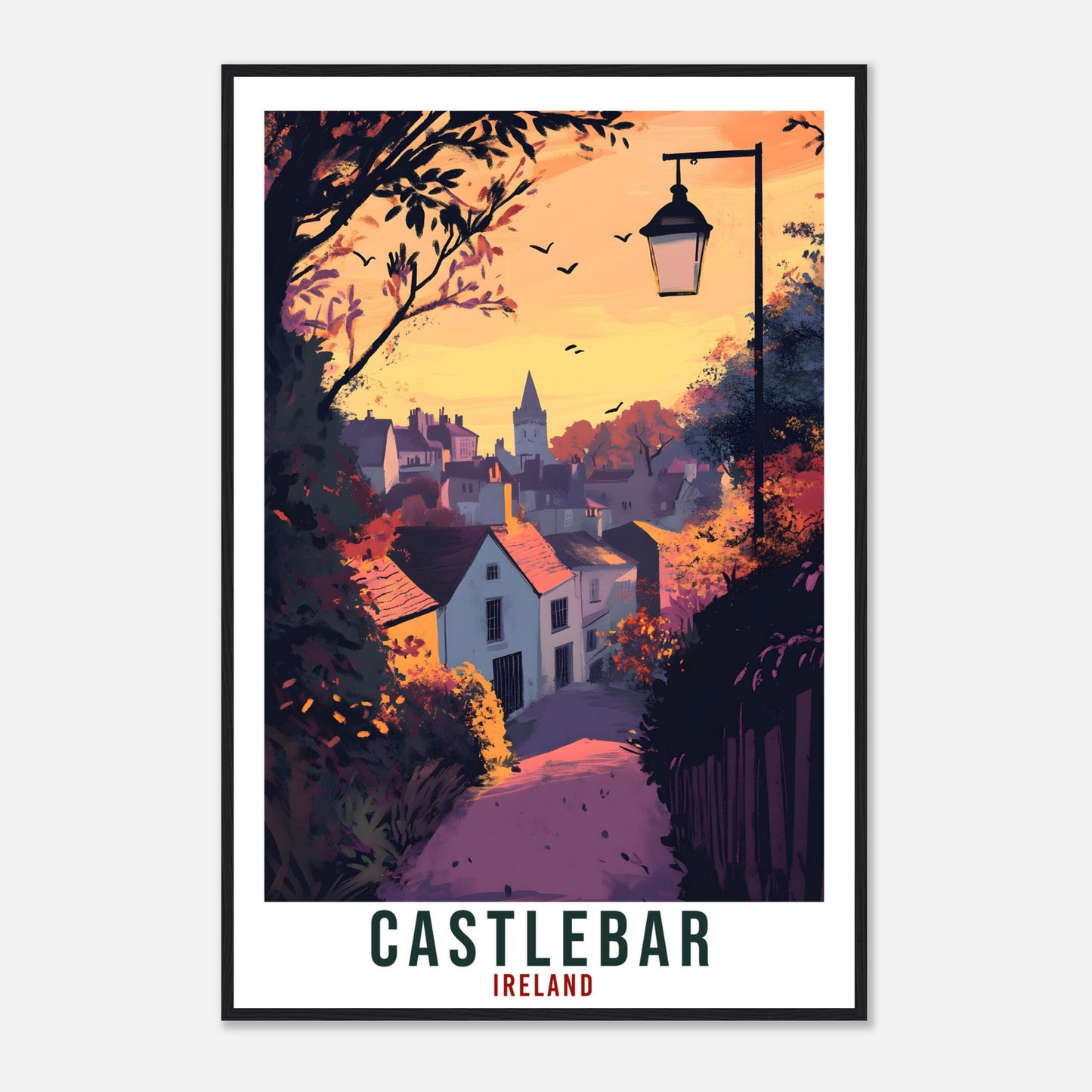 Castlebar Travel Print Ireland Home Decor Castlebar Wall Art Wall Hanging Art Lover Irish Artwork Travel Poster Castlebar Ireland Travel Art