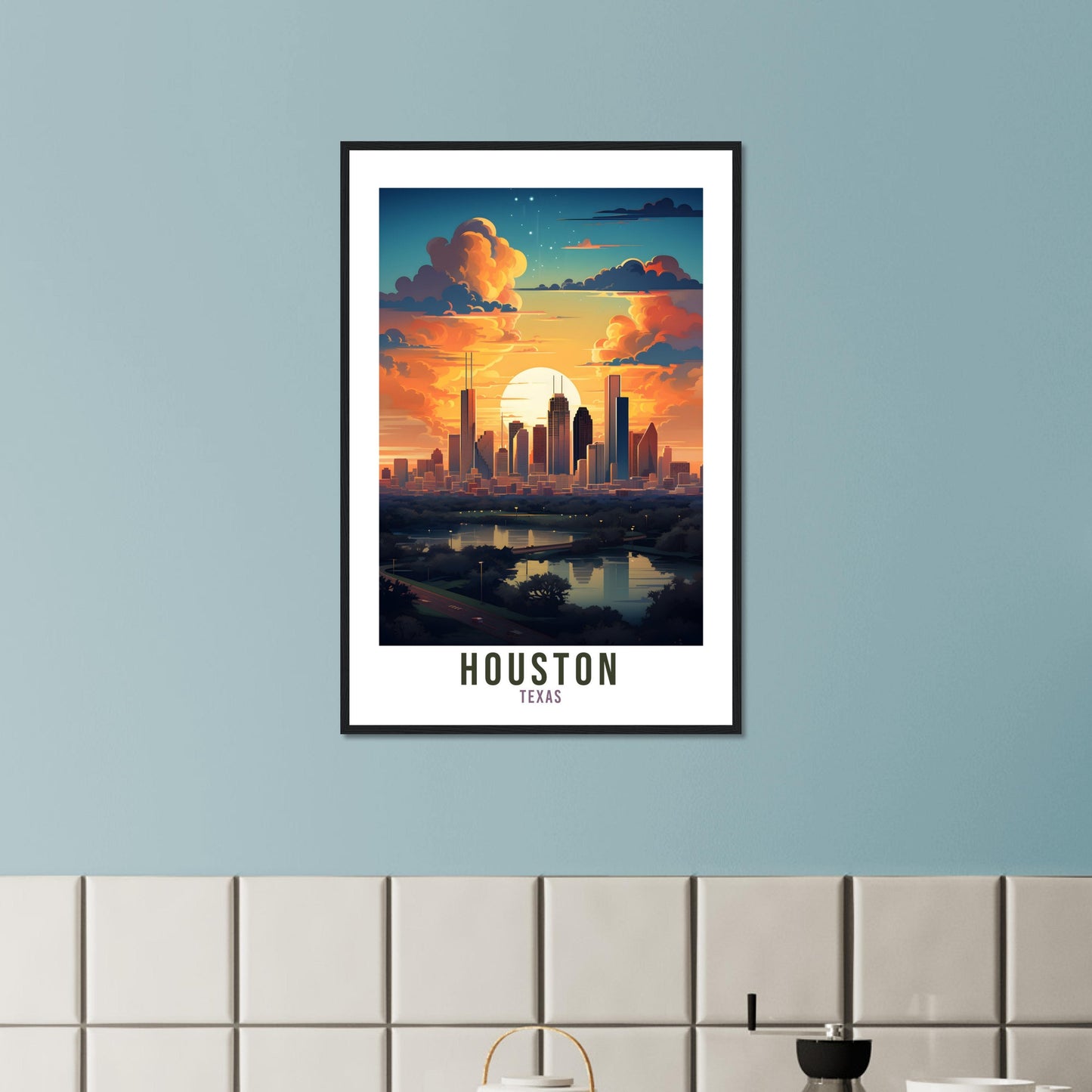 Houston Travel Print Wall Art Houston Texas Wall Art Houston Travel Poster USA Home Decor Houston Art Lovers Gift Houston City Travel Art