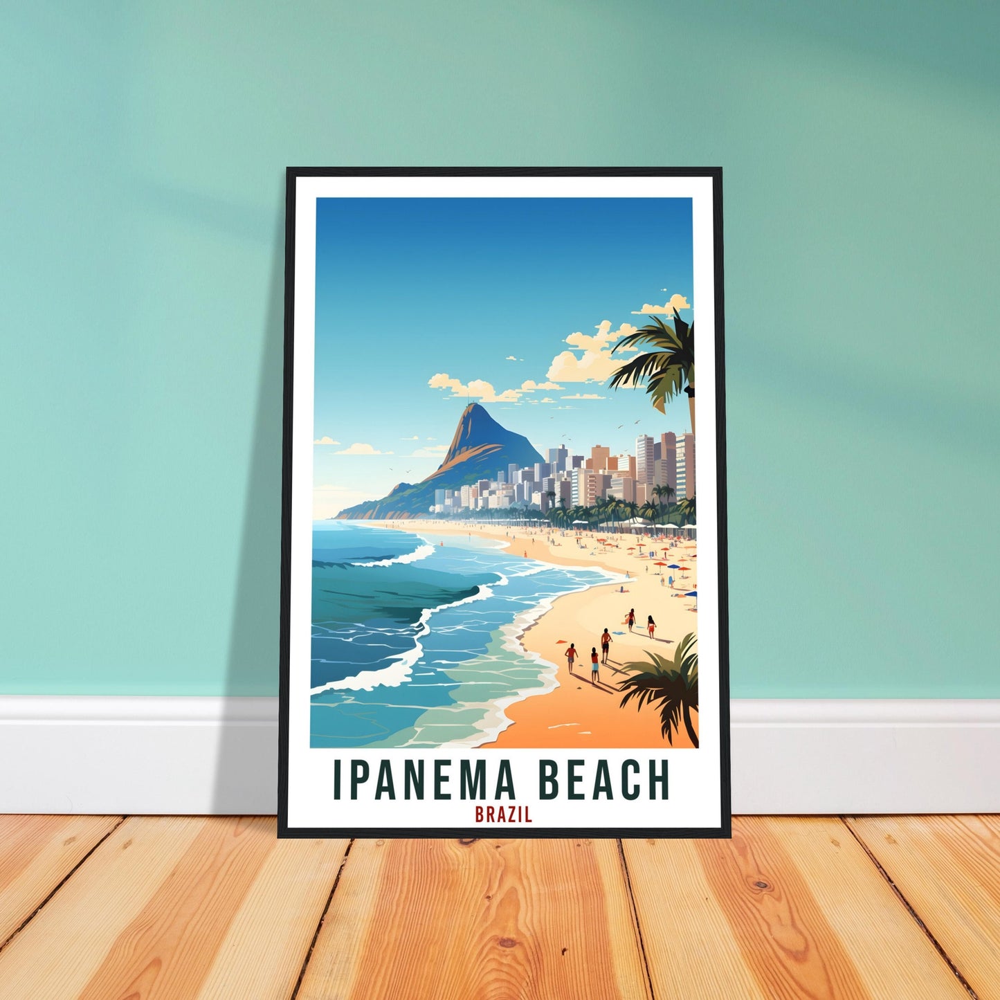 Ipanema Beach Travel Print Wall Art Ipanema Brazil Wall Hanging Artwork Ipanema Art Gifts Ipanema Beach Travel Poster Brazil Art Lovers Gift