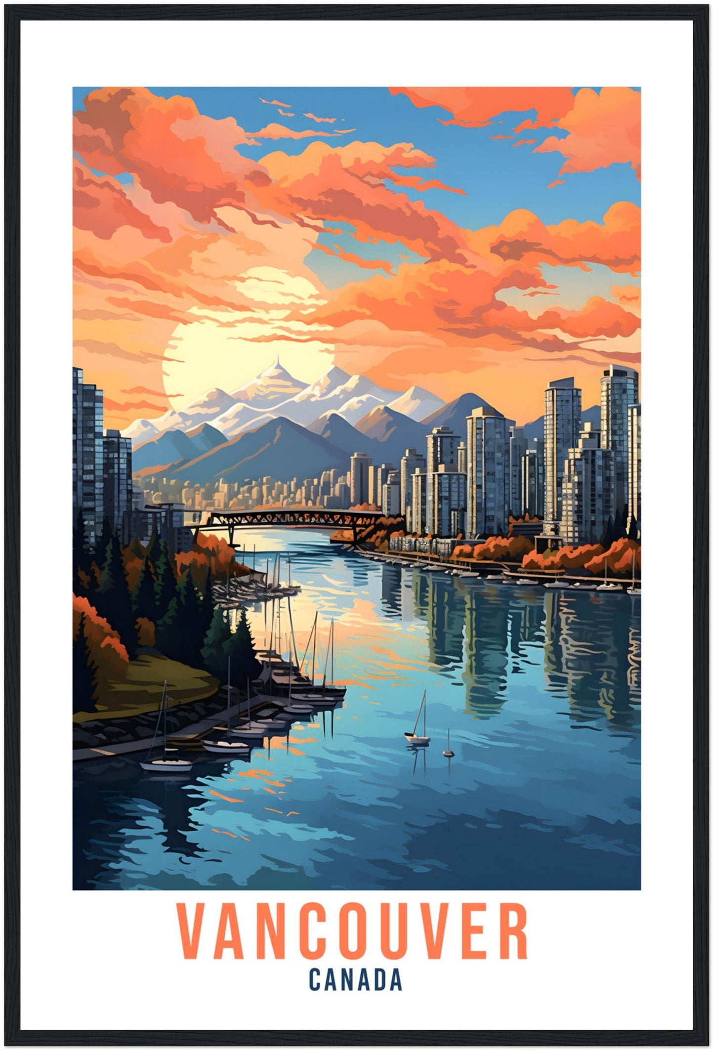 Vancouver Travel Print Wall Art Vancouver Canada Wall Hanging Home Decoration Vancouver City Sunset Wall Art Print Vancouver Canada Poster