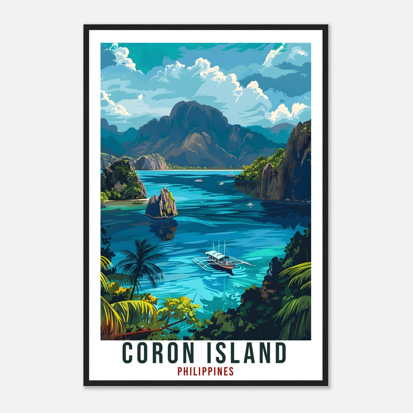 Coron Island Philippines Travel Print Wall Art Wall Hanging Home Décor Coron Island Gift Artwork Travel Art Philippines Beach Travel Poster