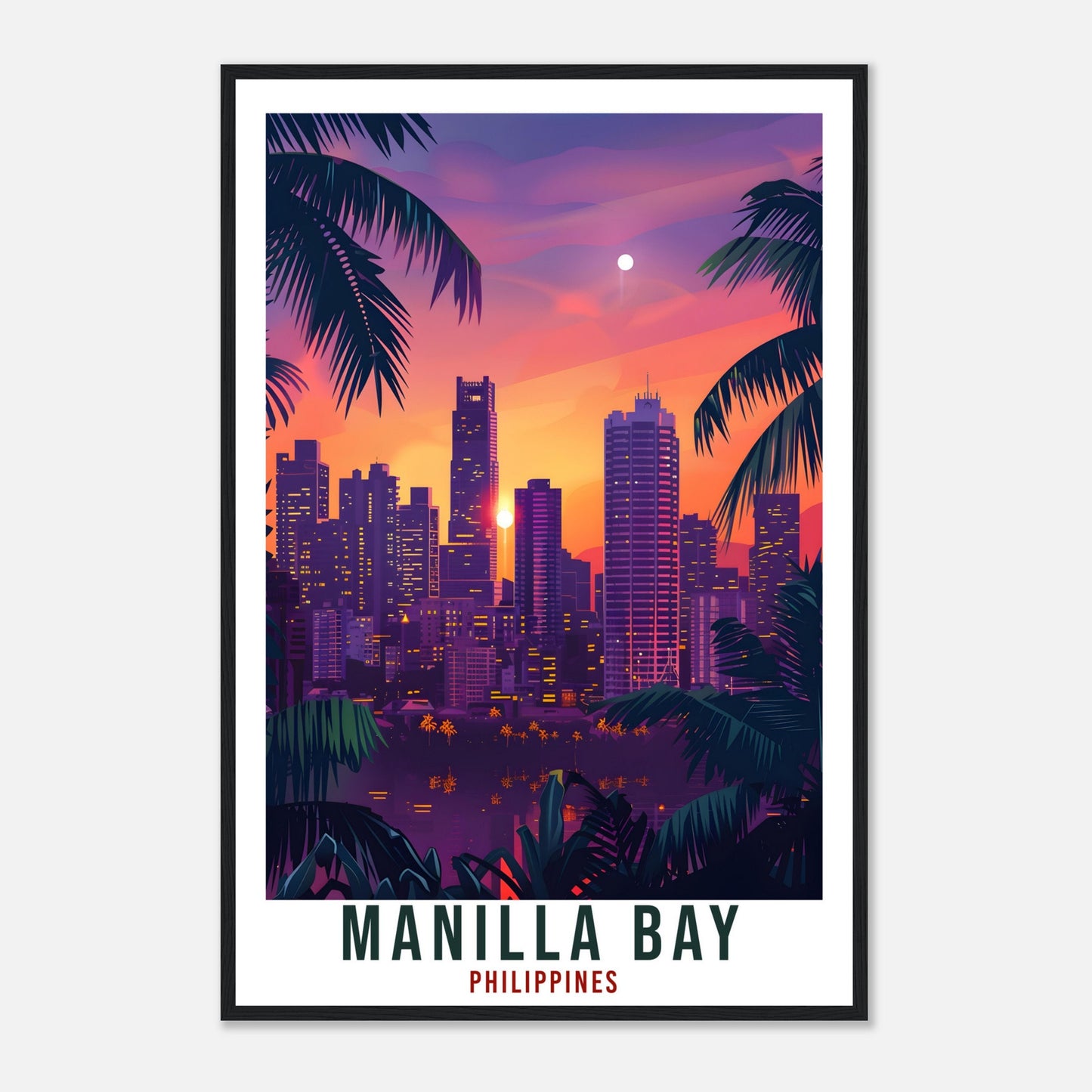 Manilla Bay Philippines Travel Print City Wall Art Wall Hanging Home Décor Manilla Bay Gift Landmark Travel Art Philippines Travel Poster