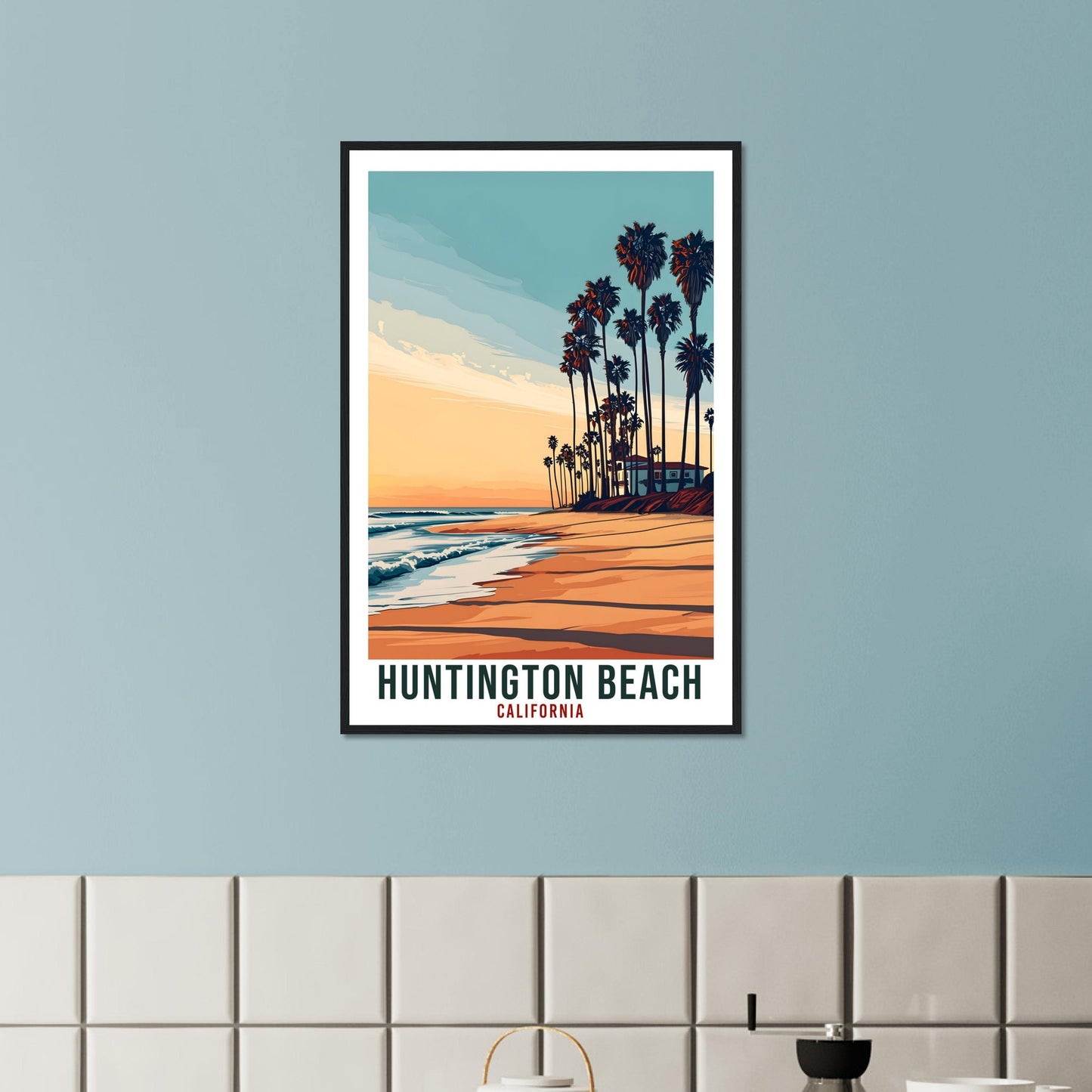 Huntington Beach Travel Print California Home Decor USA City Wall Art Gift Wall Hanging California Artwork Huntington Beach Travel Poster