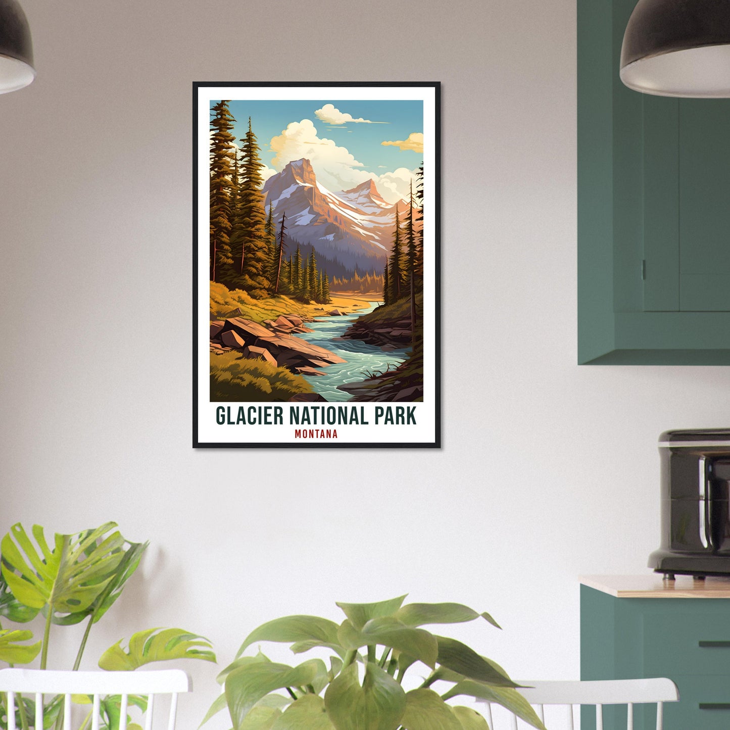 Glacier National Park Travel Print Montana Home Decor Wall Art Wall Hanging Travel Art Gift Glacier National Park Travel Poster Montana