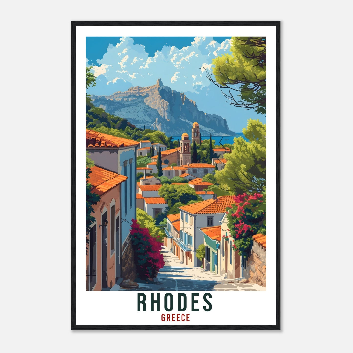 Rhodes Travel Print Greece Home Decoration Rhodes Greek Island Wall Art Gift Wall Hanging Art Lover Greece Artwork Rhodes Travel Poster
