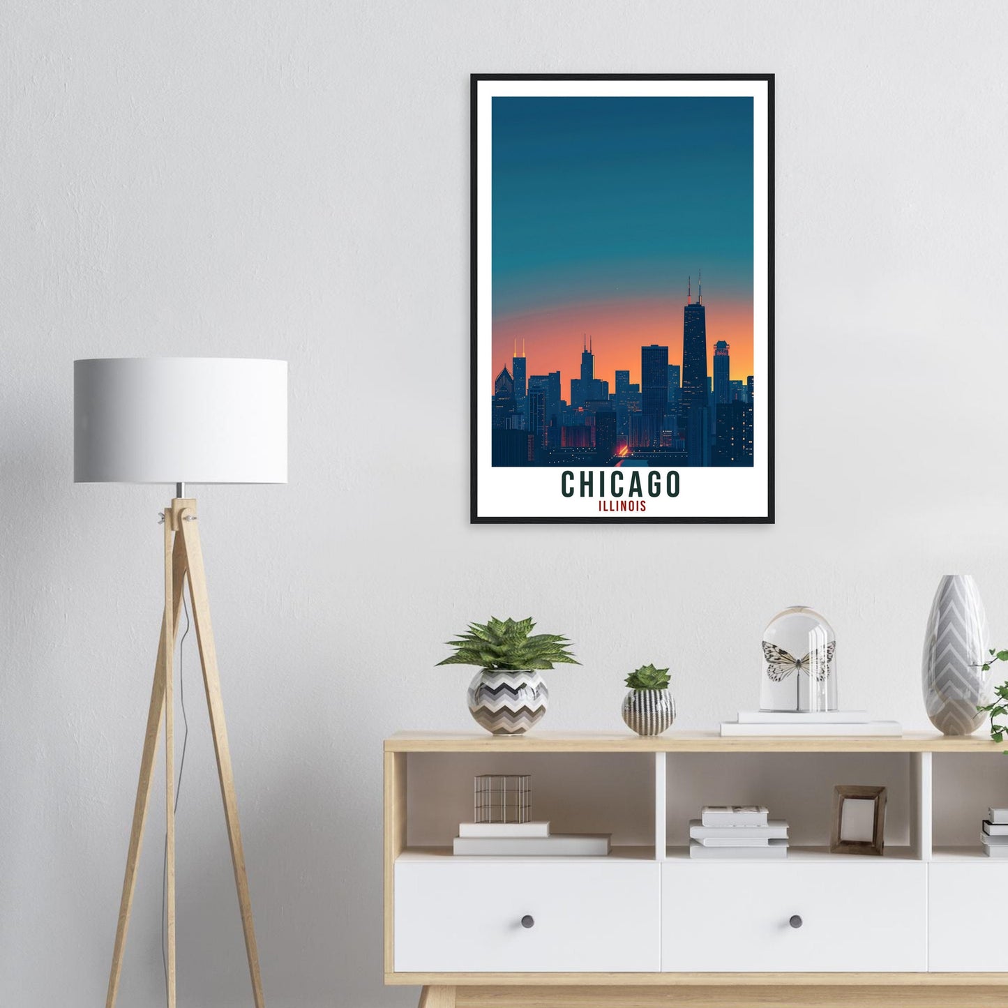 Chicago Travel Print Illinois Home Decoration USA City Wall Art Gift Wall Hanging Art Lover Illinois Artwork Chicago Skyline Travel Poster