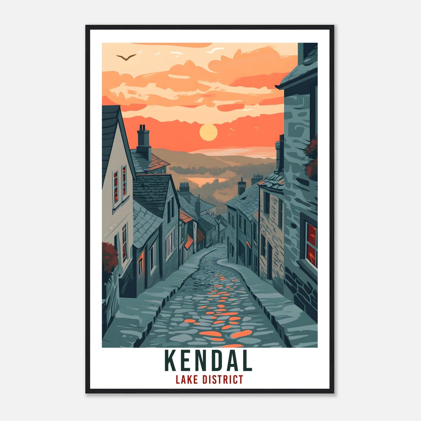 Kendal Travel Print Lake District Home Decor Kendal Wall Art Wall Hanging Art Lover Lake District Artwork Travel Poster Cumbria Travel Art