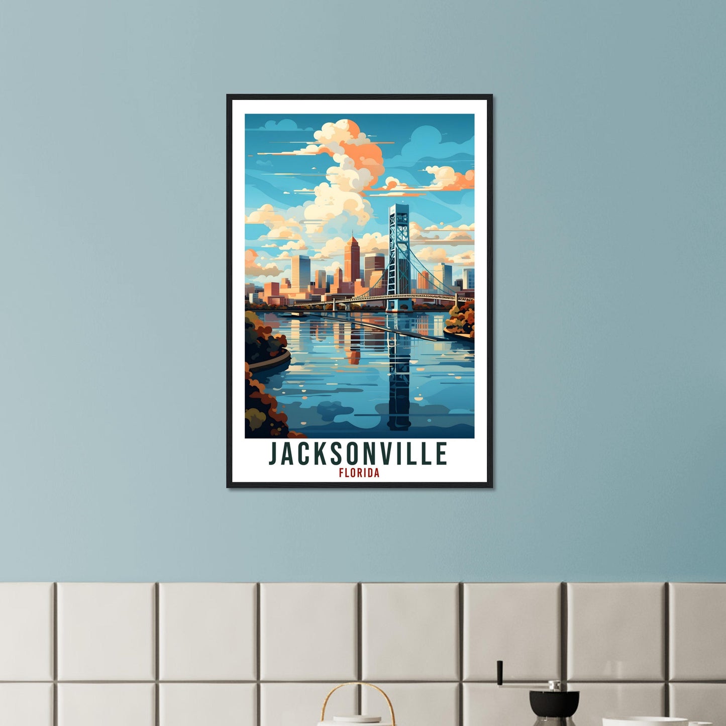 Jacksonville Travel Print Florida Home Decoration USA City Wall Art Gift Wall Hanging Art Lover Florida Artwork Jacksonville Travel Poster