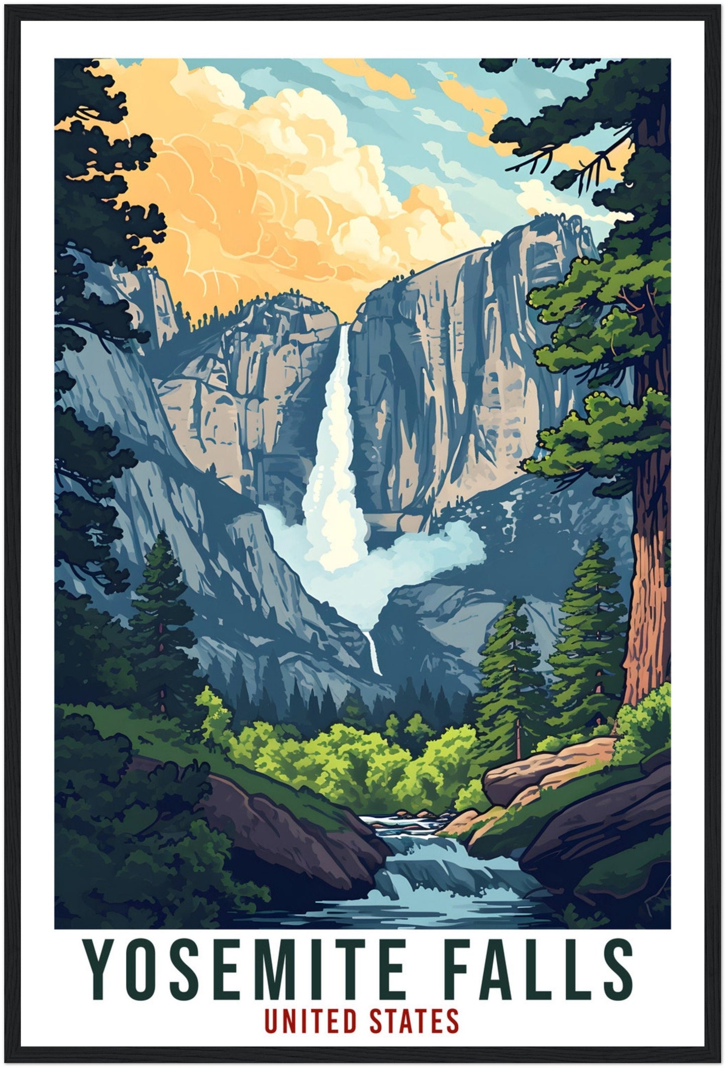 Yosemite Falls Travel Print California Home Decoration USA City Wall Art Gift Wall Hanging Art Lover Artwork Yosemite Falls Travel Poster