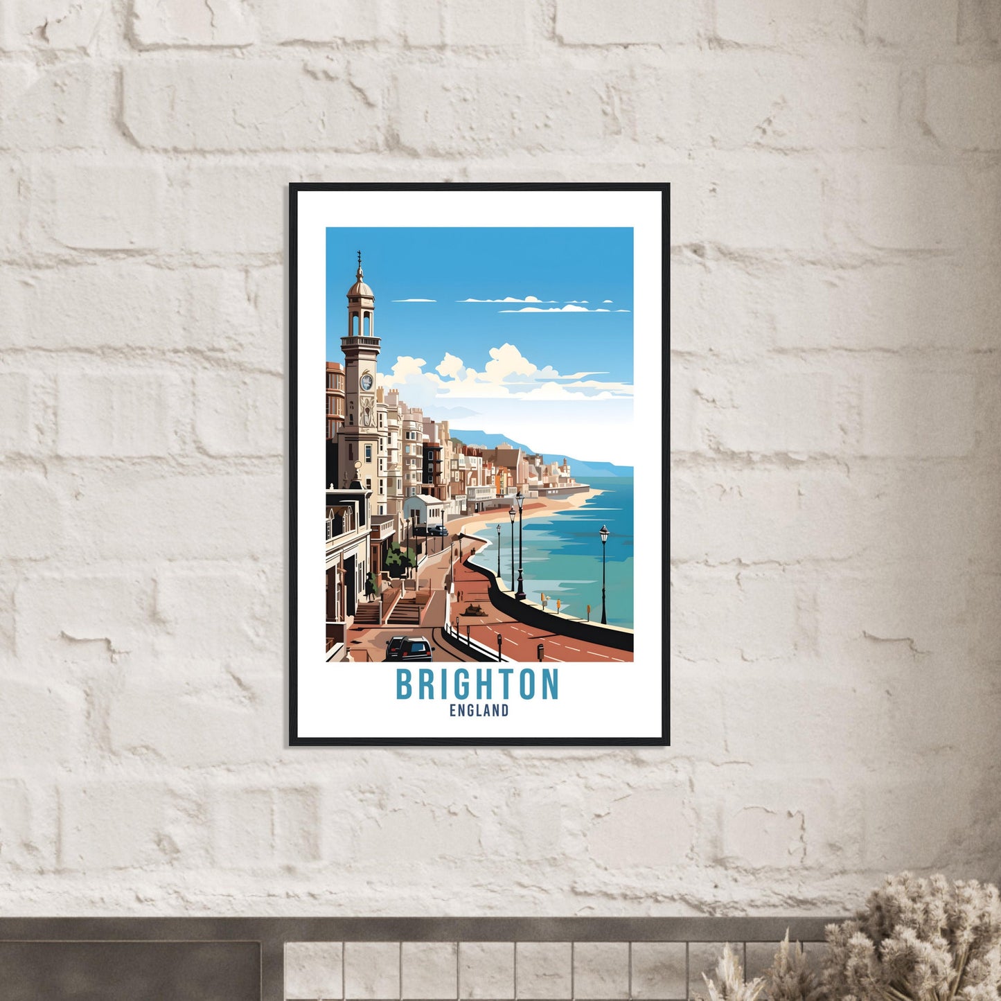 Brighton Travel Print Brighton Seaside Home Decor Coastal Landscape England Nature Wall Hanging Brighton Artwork Gift Brighton Travel Poster