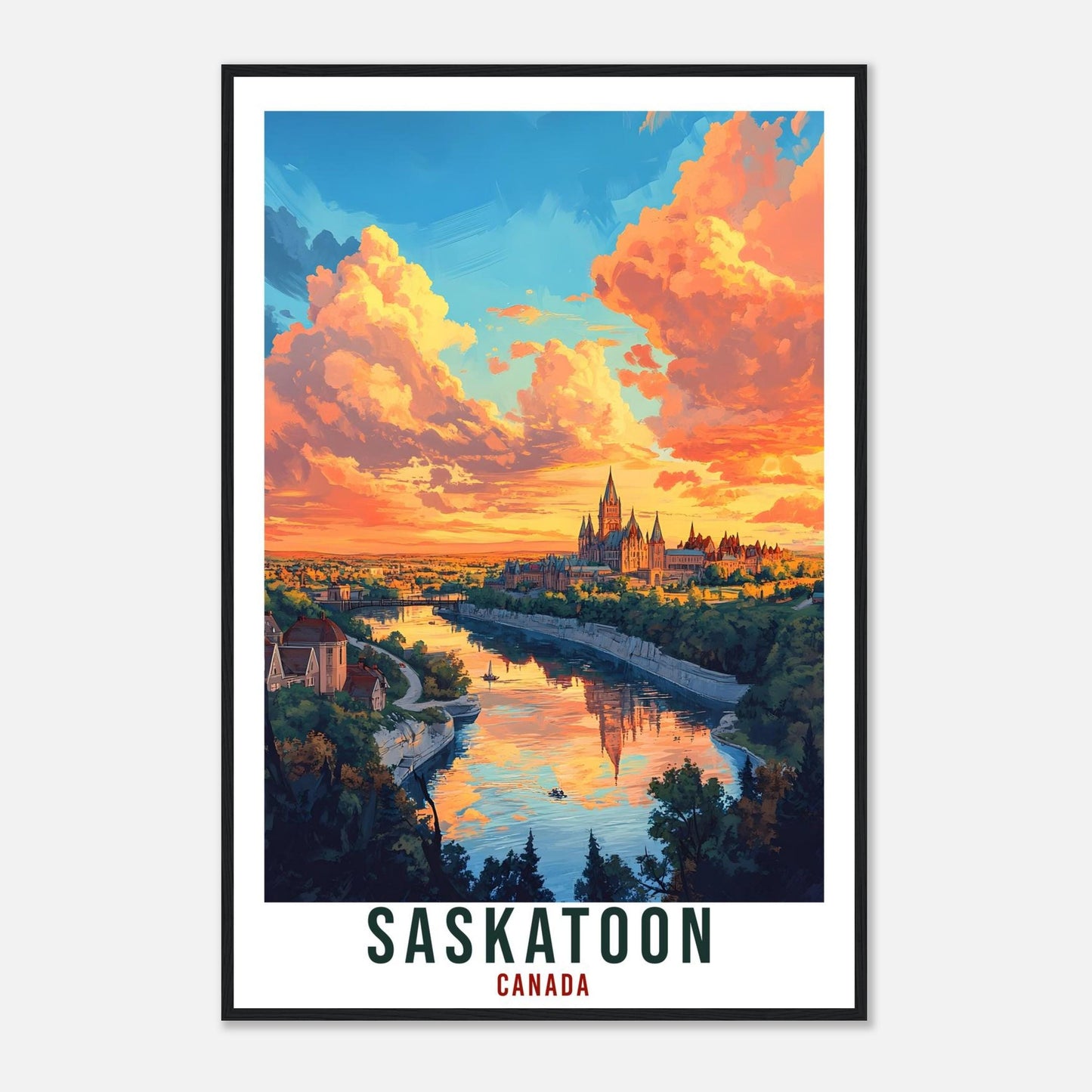 Saskatoon Travel Print Canada Home Decor Saskatoon Wall Art Gift Wall Hanging Art Lover Saskatoon Canadian Artwork Travel Poster Canada Art