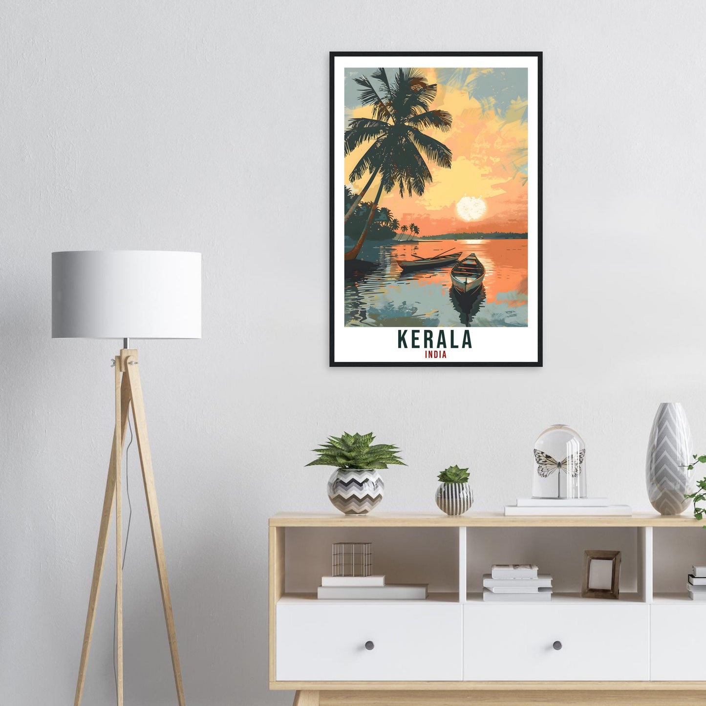Kerala Travel Print India Home Decoration Wall Art Gift Wall Hanging Art Lover Indian Artwork India Kerala Travel Poster Kerala Beach Print