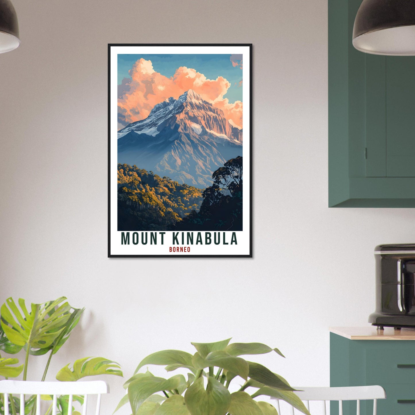 Mount Kinabula Travel Print Borneo Home Decor Wall Art Gift Wall Hanging Art Lover Mount Kinabula Artwork Travel Poster Malaysia Travel Art