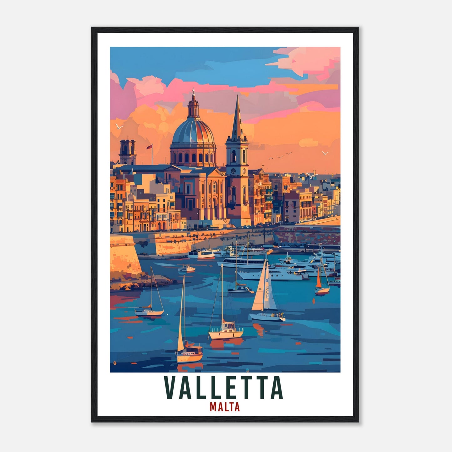 Valletta Travel Print Malta Wall Art Wall Hanging Home Living Décor Valletta Gift Art Lovers Gift Artwork Gift Valletta Malta Travel Poster