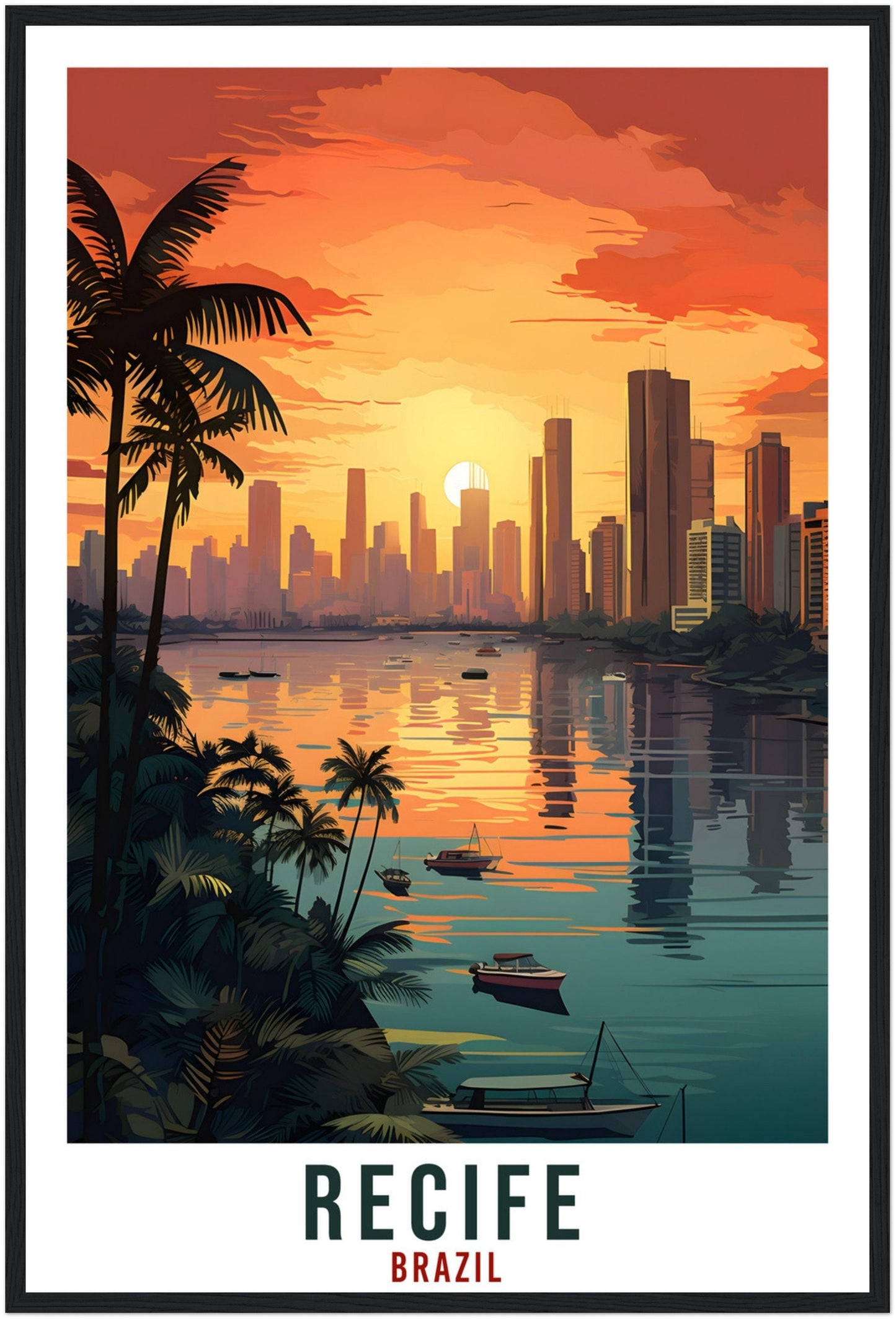 Recife Travel Print Wall Art Recife Brazil Wall Hanging Artwork Recife Home Decor Art Gifts Recife Travel Poster Brazil Art Lovers Gift