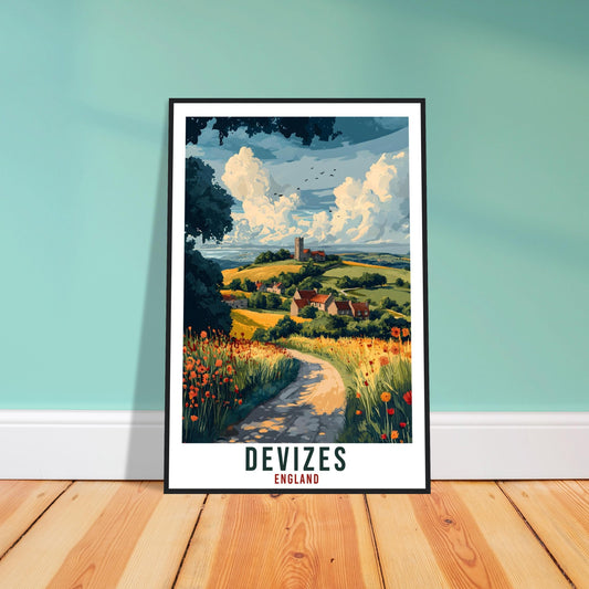Devizes Travel Print England Home Decor Devizes Wall Art Gift Wall Hanging Art Lover Devizes England Artwork Travel Poster UK Travel Art