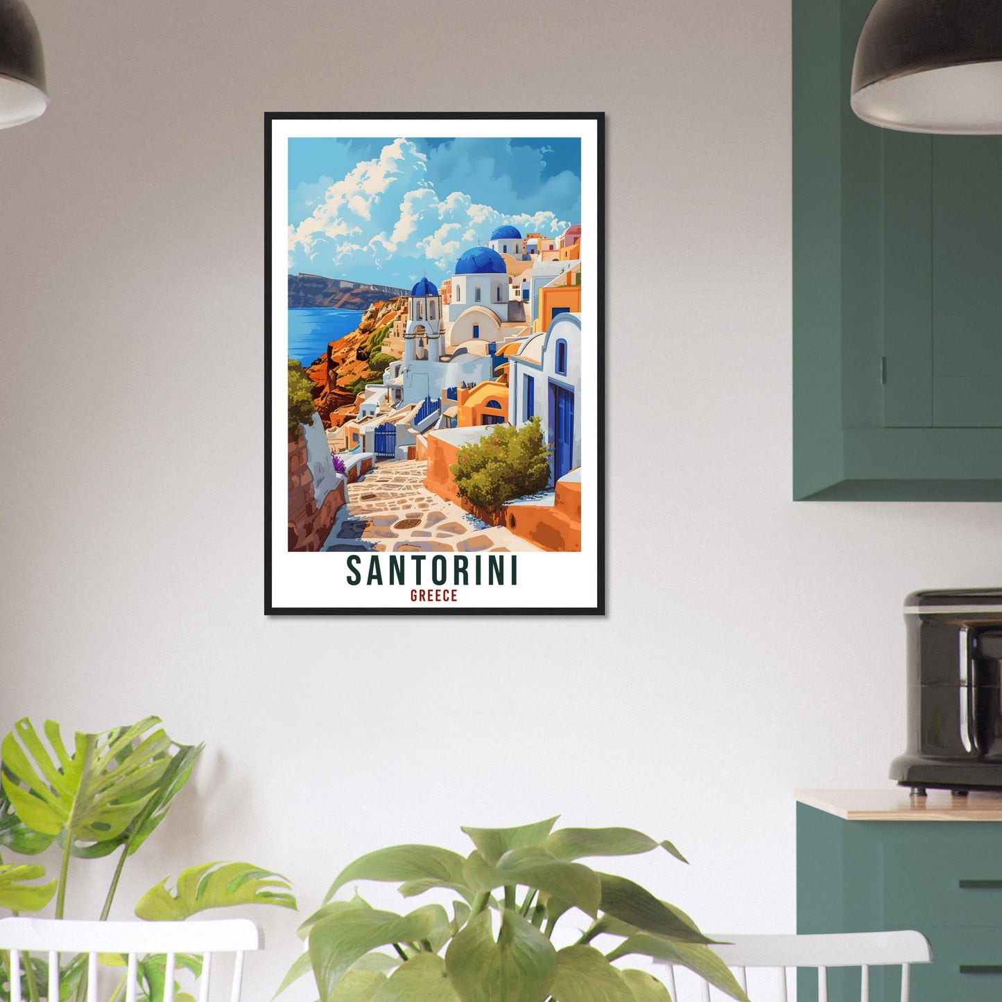 Santorini Travel Poster Greece Home Decor Santorini Greek Island Wall Art Gift Wall Hanging Art Lover Greece Artwork Santorini Travel Print