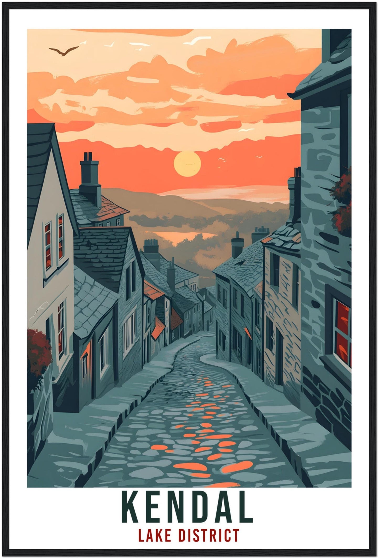 Kendal Travel Print Lake District Home Decor Kendal Wall Art Wall Hanging Art Lover Lake District Artwork Travel Poster Cumbria Travel Art