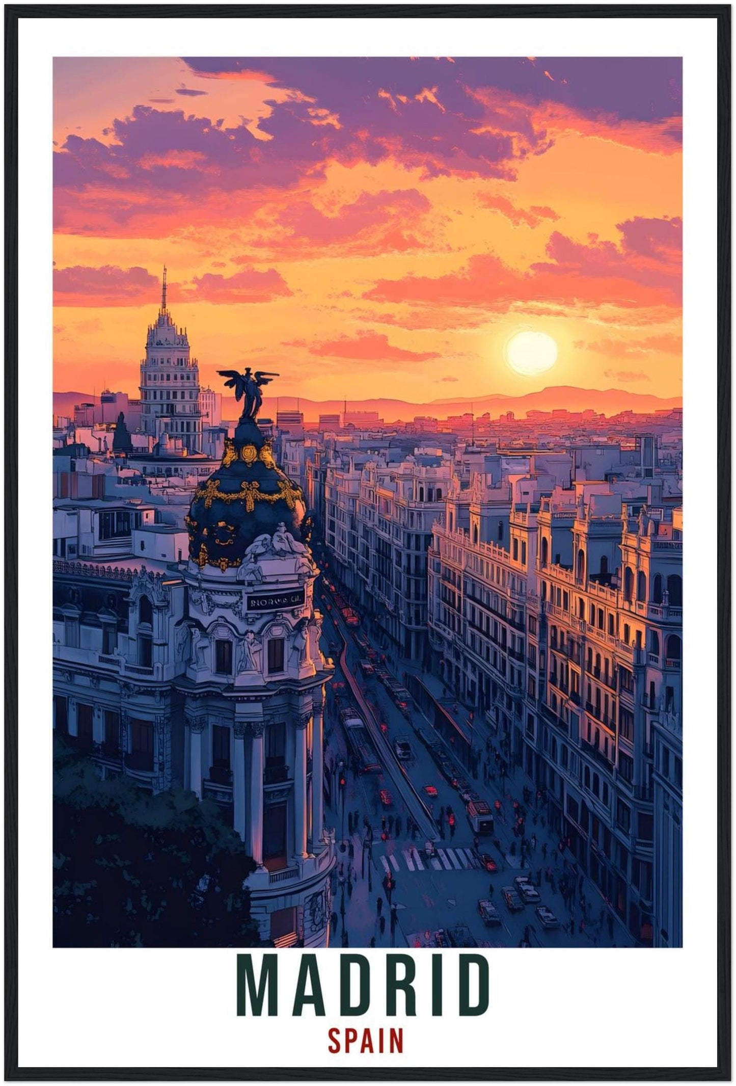Madrid Travel Print Spain Home Decor Madrid Wall Art Gift Wall Hanging Art Lover Madrid City Skyline Spain Artwork Travel Poster Travel Art