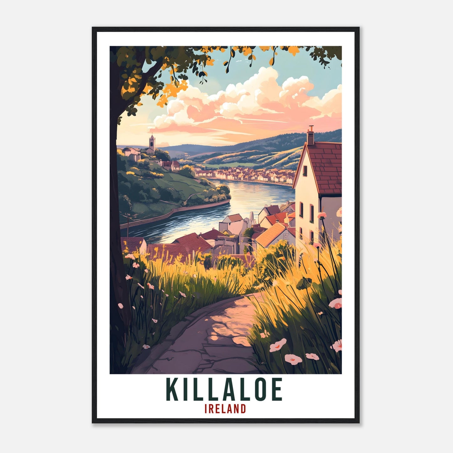 Killaloe Travel Print Ireland Home Decor Clare Wall Art Wall Hanging Art Lover Irish Artwork Travel Poster Killaloe Ireland Travel Art
